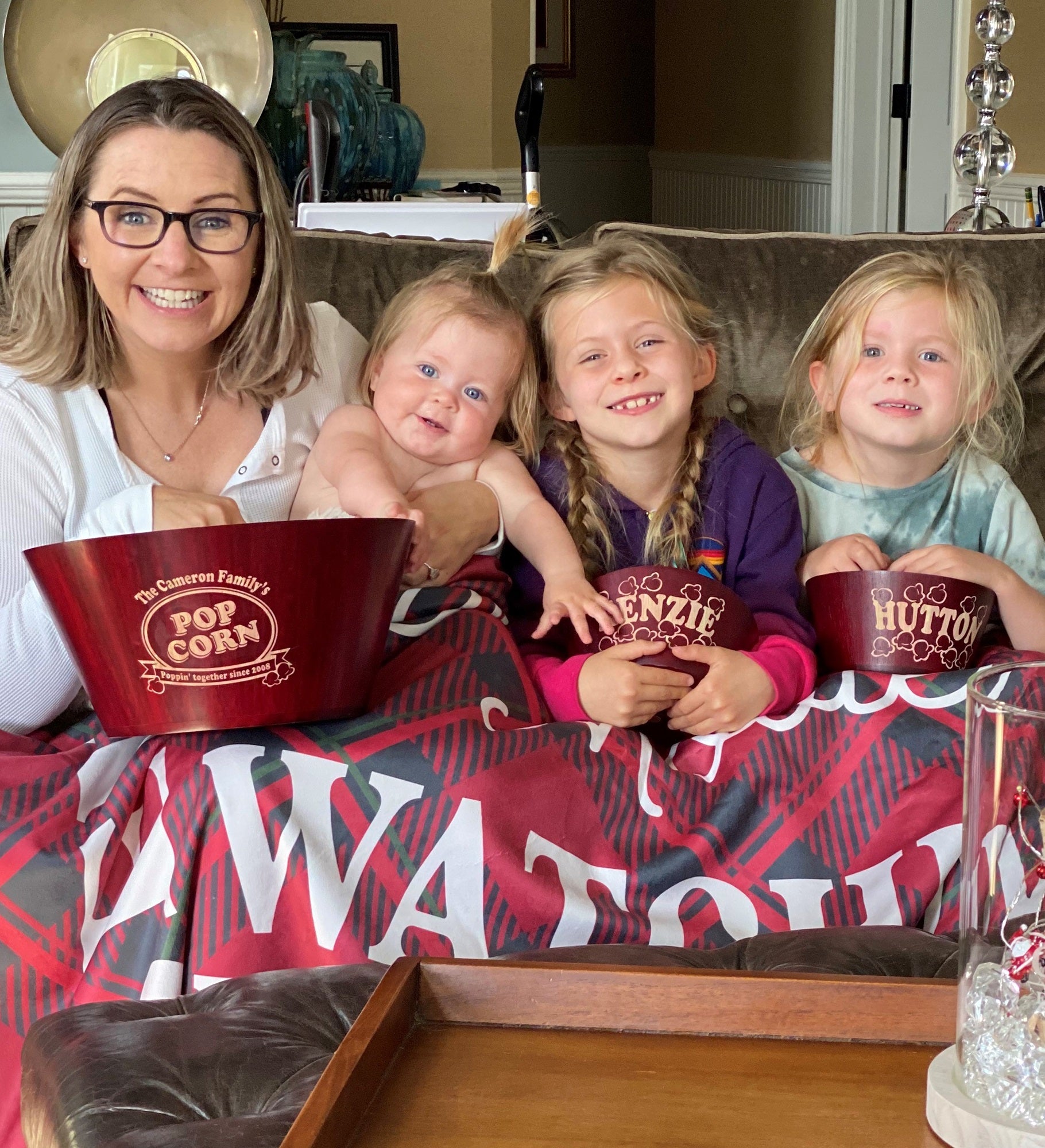 Popcorn Night Bamboo Personalized Bowls