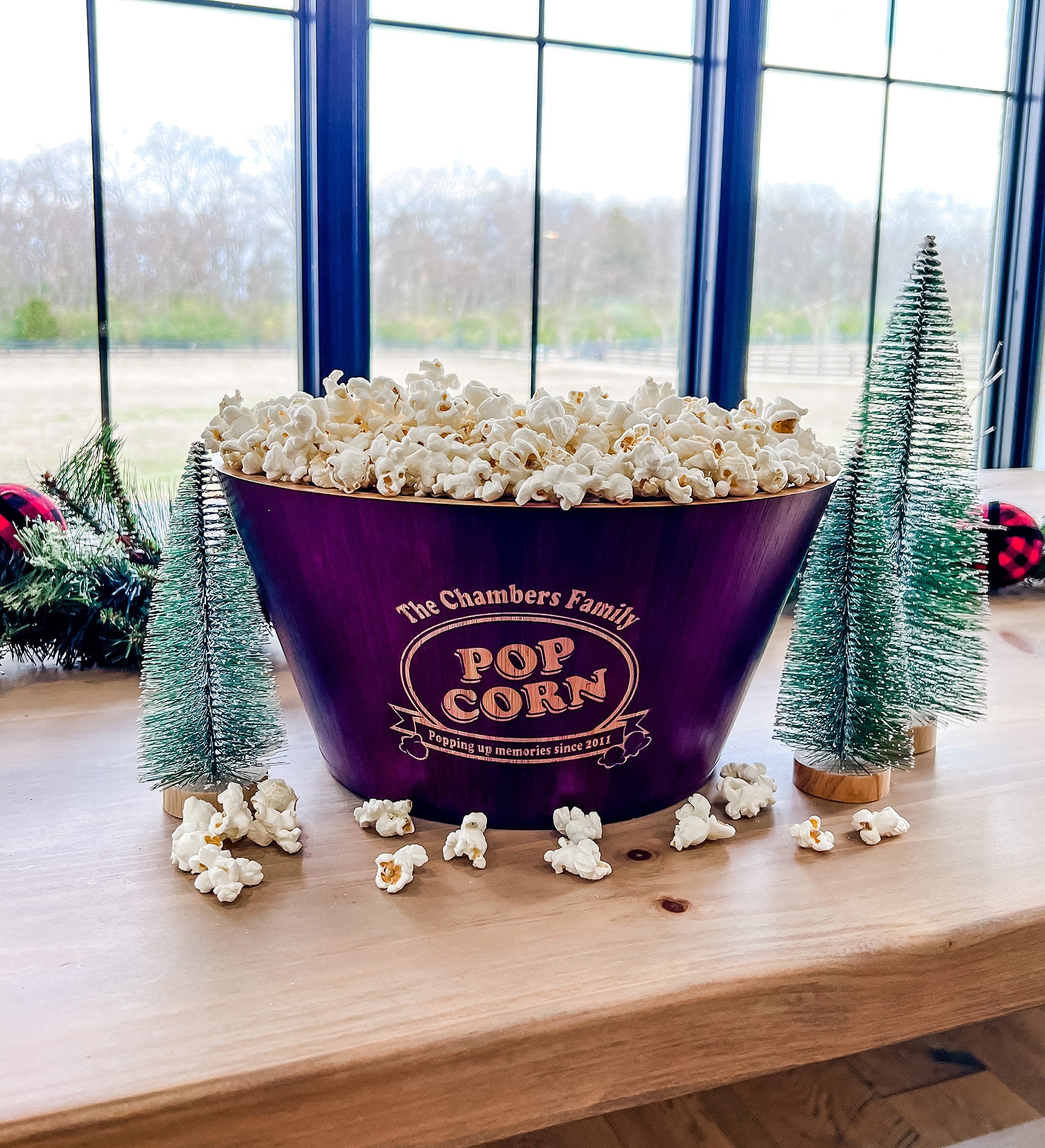 Popcorn Night Bamboo Personalized Bowls