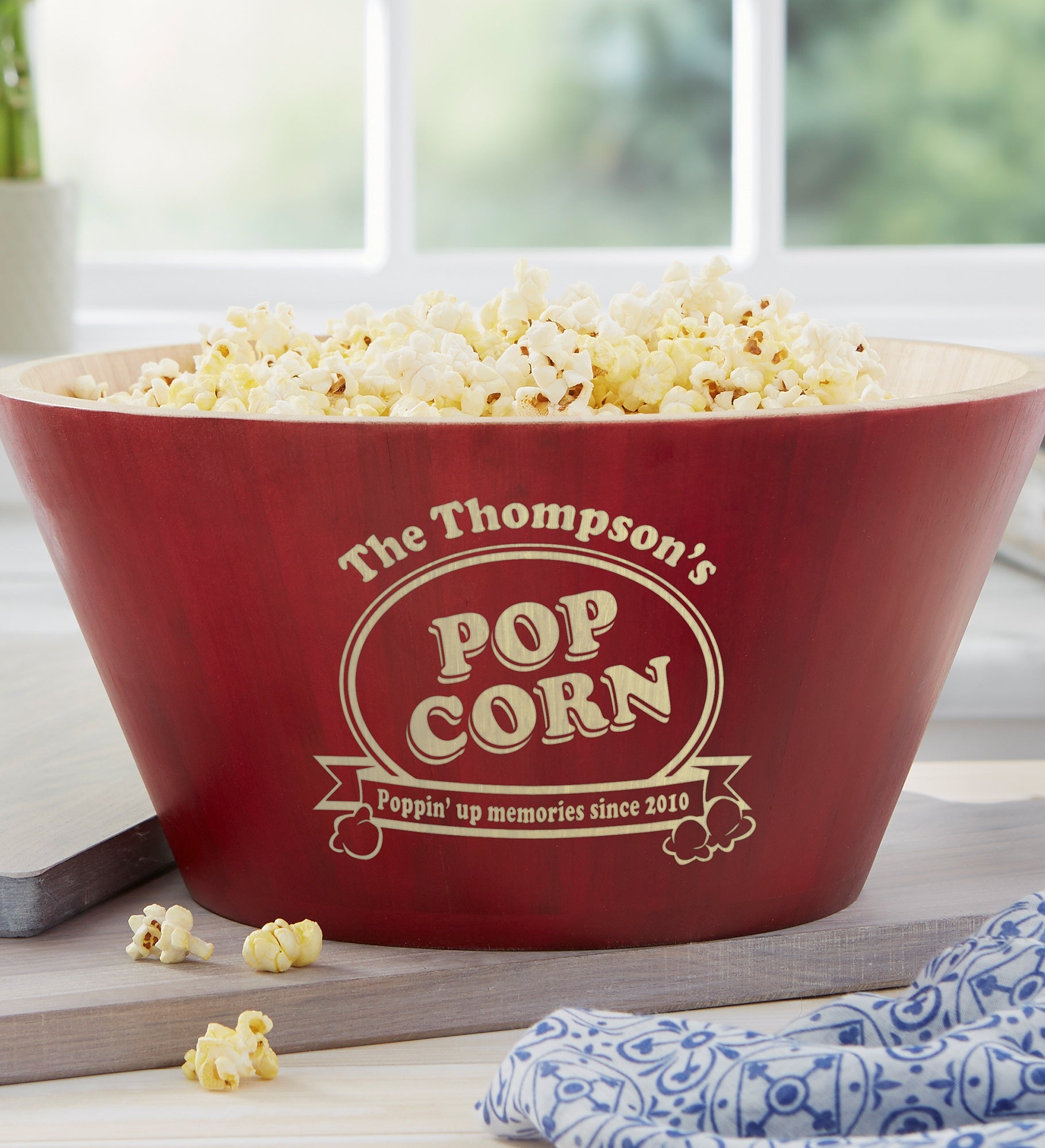 Popcorn Night Bamboo Personalized Bowls