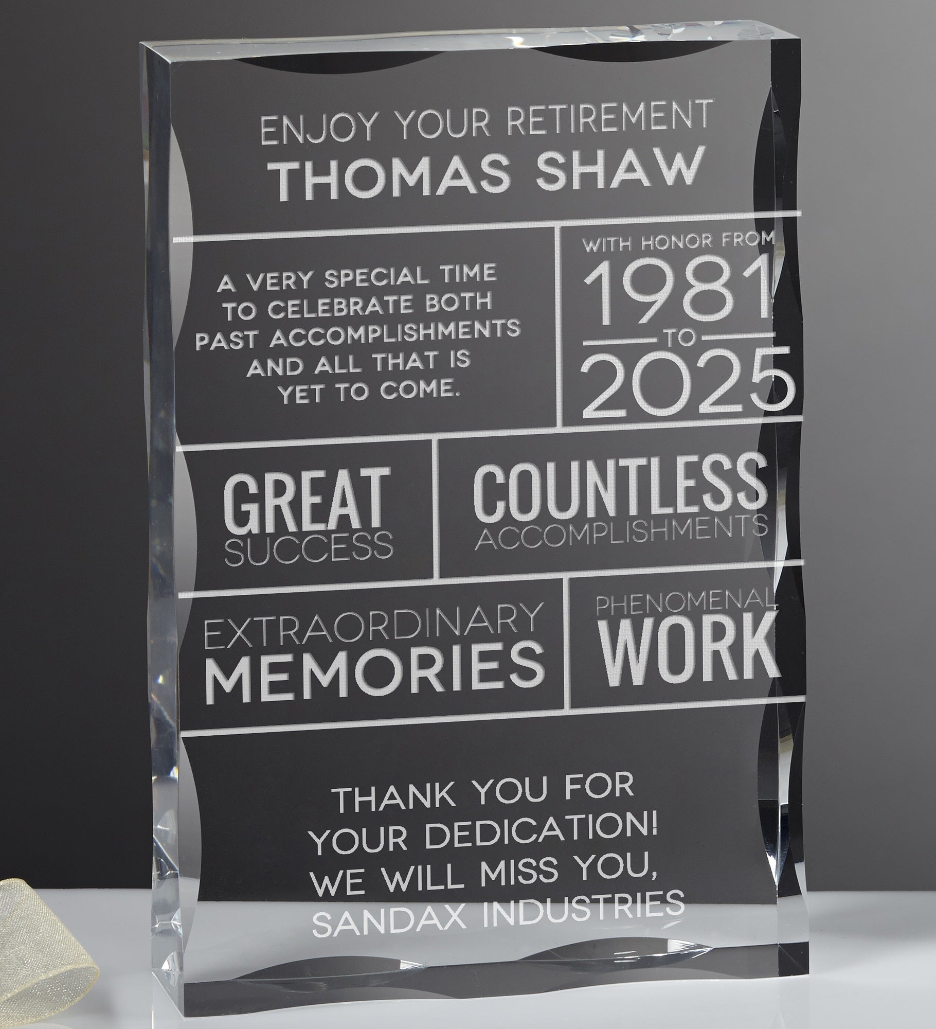 Retirement Wishes Personalized Keepsake Block
