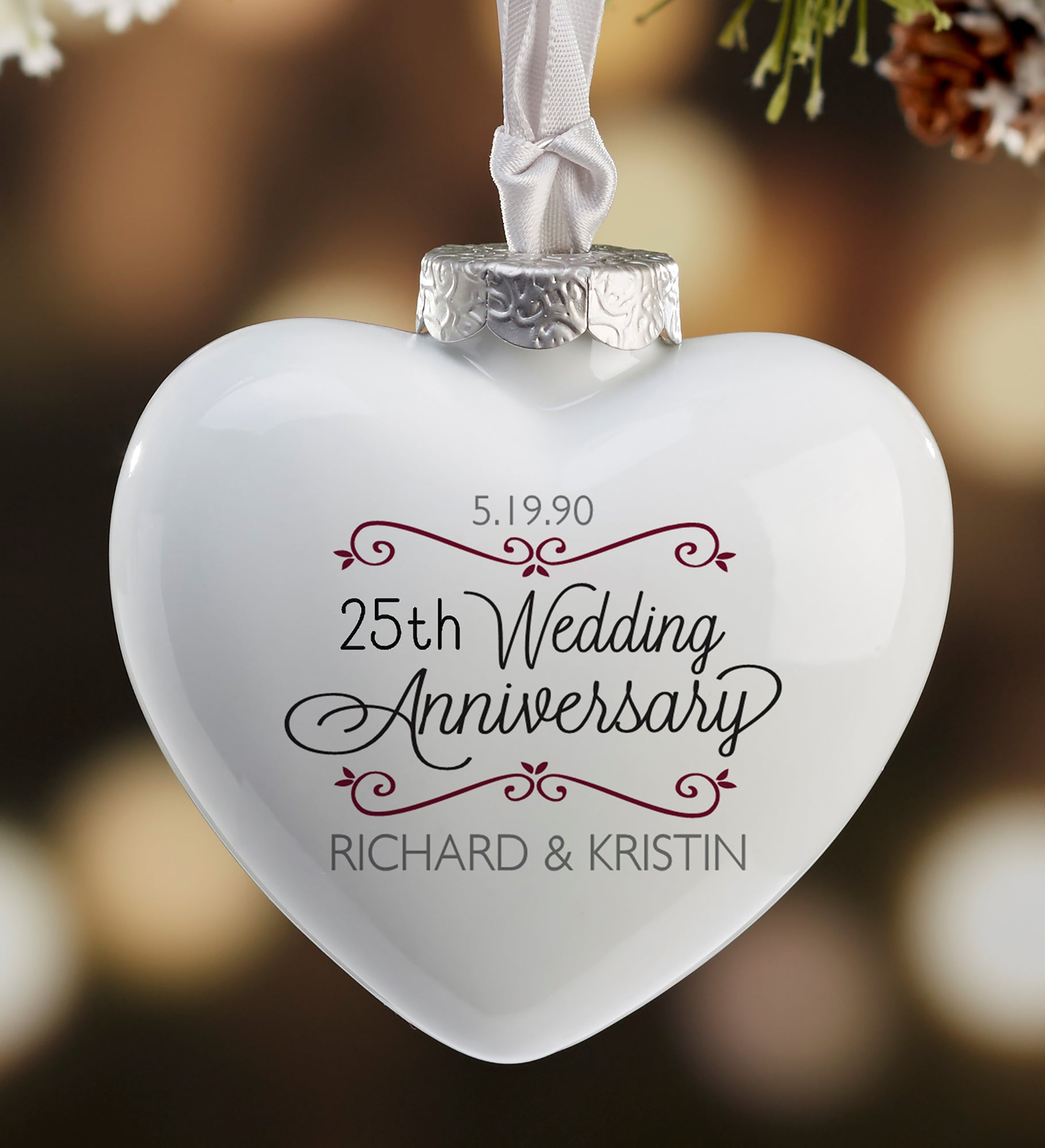 Anniversary Wishes Personalized Deluxe Heart Ornament