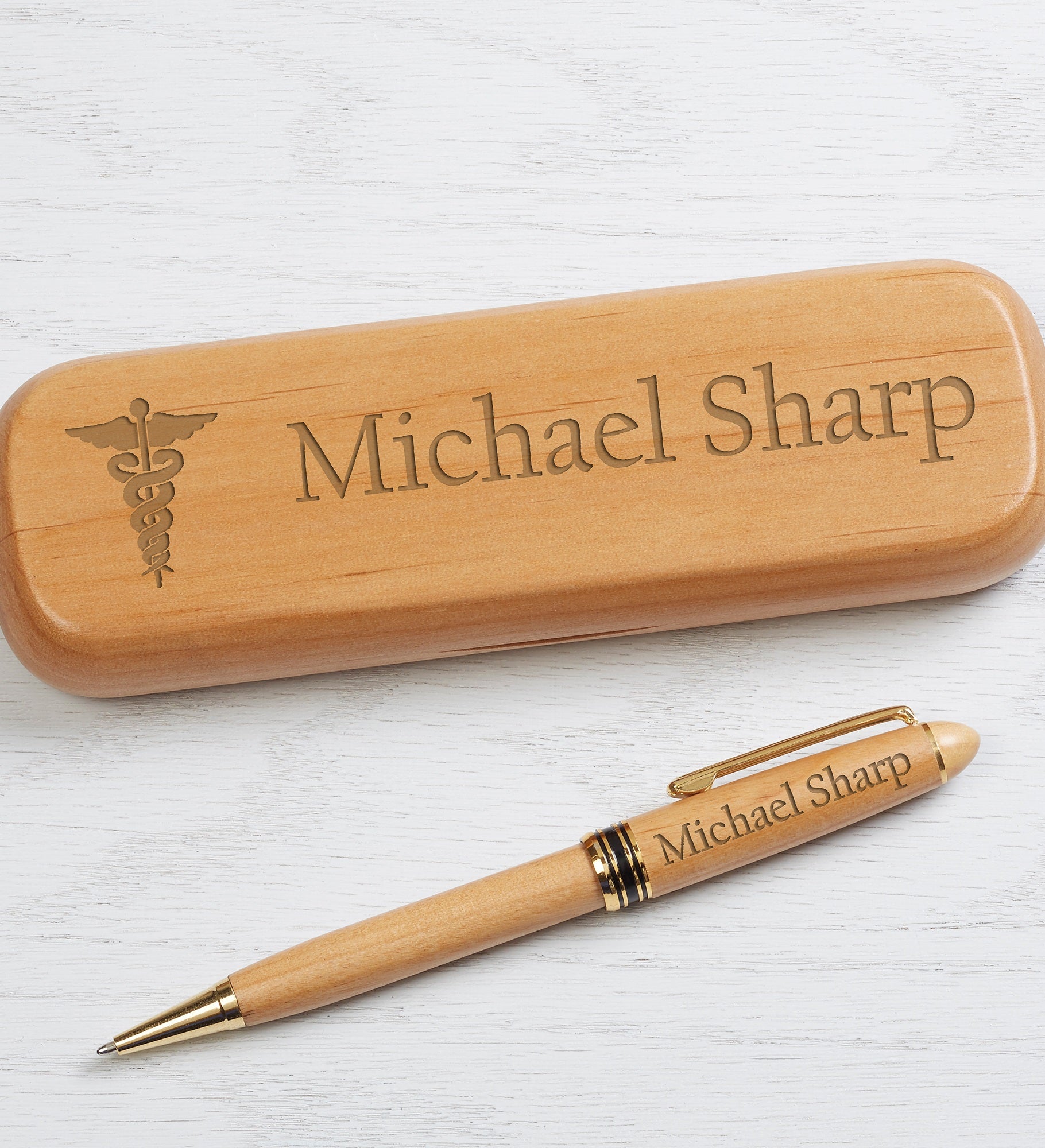 8 Medical Specialties Engraved Alderwood Pen Set 