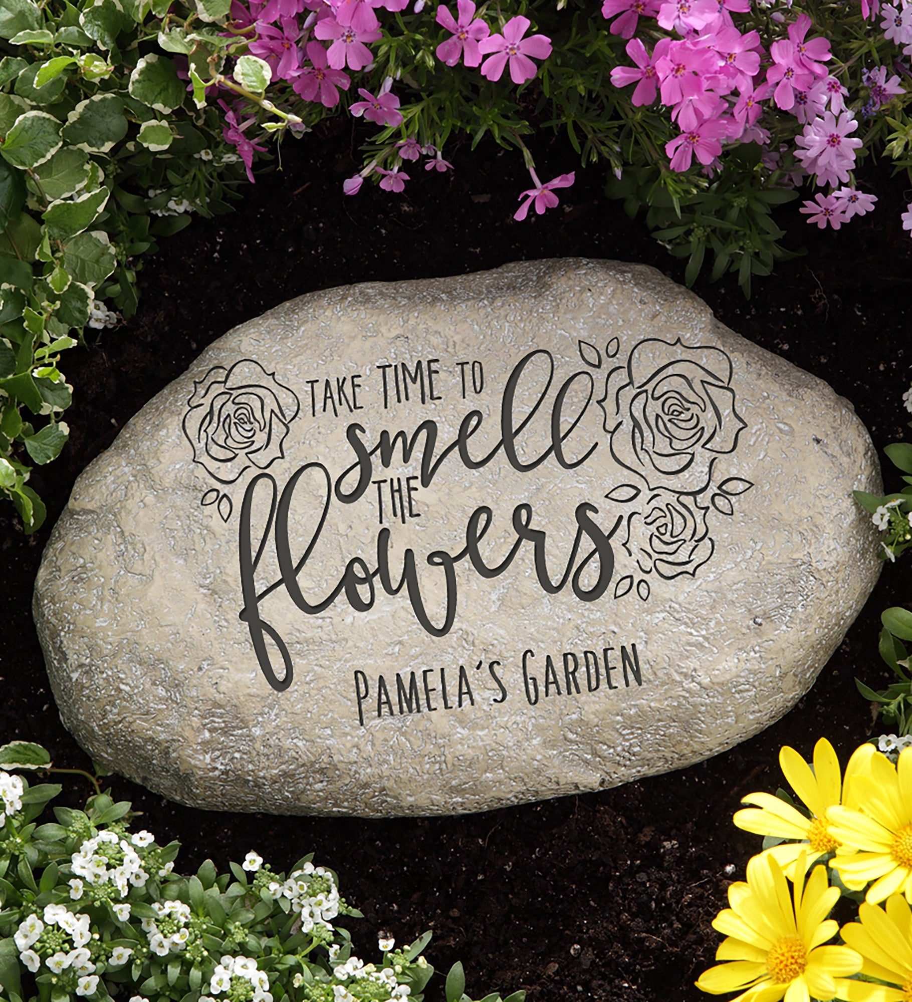 Smell the Flowers Personalized Garden Stone