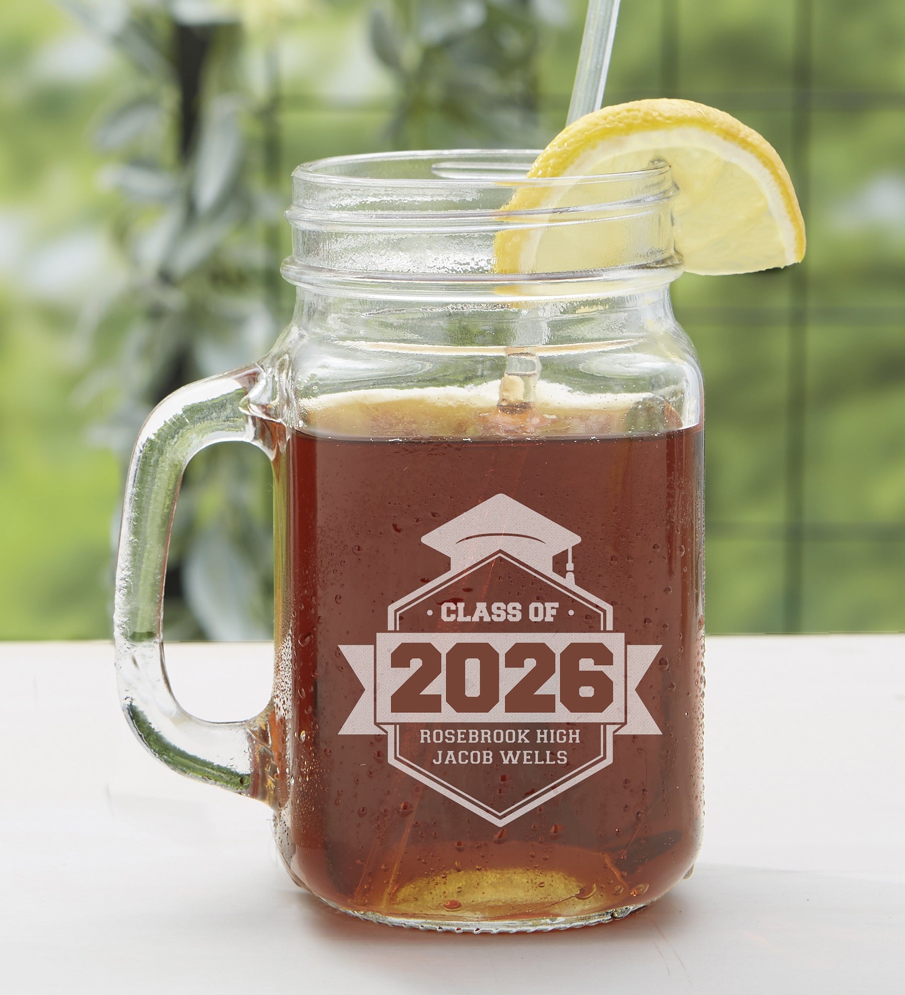 Class Of Etched Graduation Glass Mason Jar
