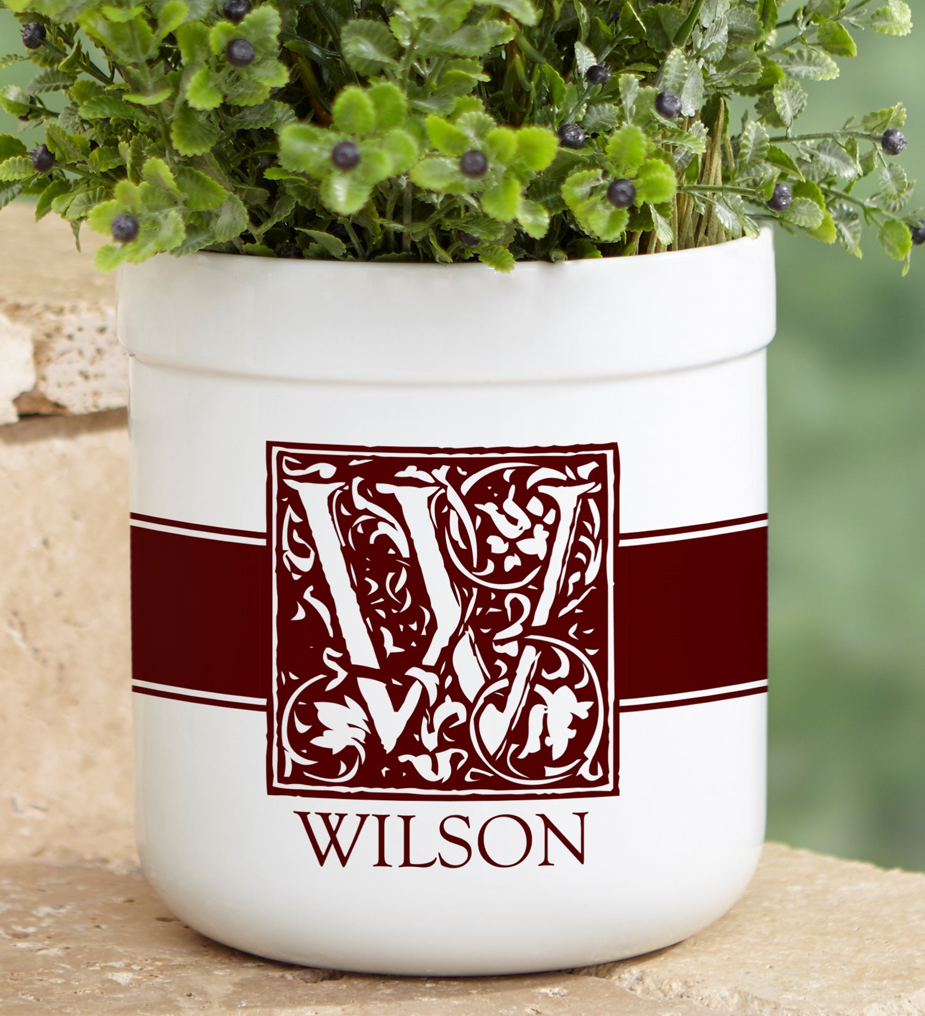 Floral Monogram Personalized Outdoor Flower Pot