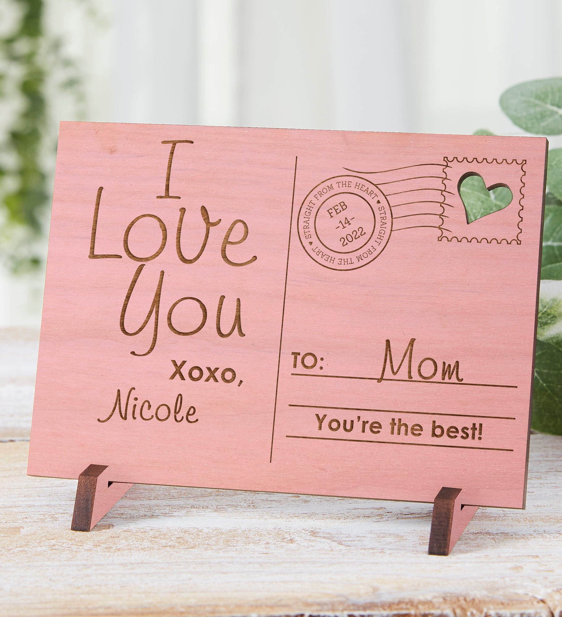 Sending Love To Mom Personalized Wood Postcard