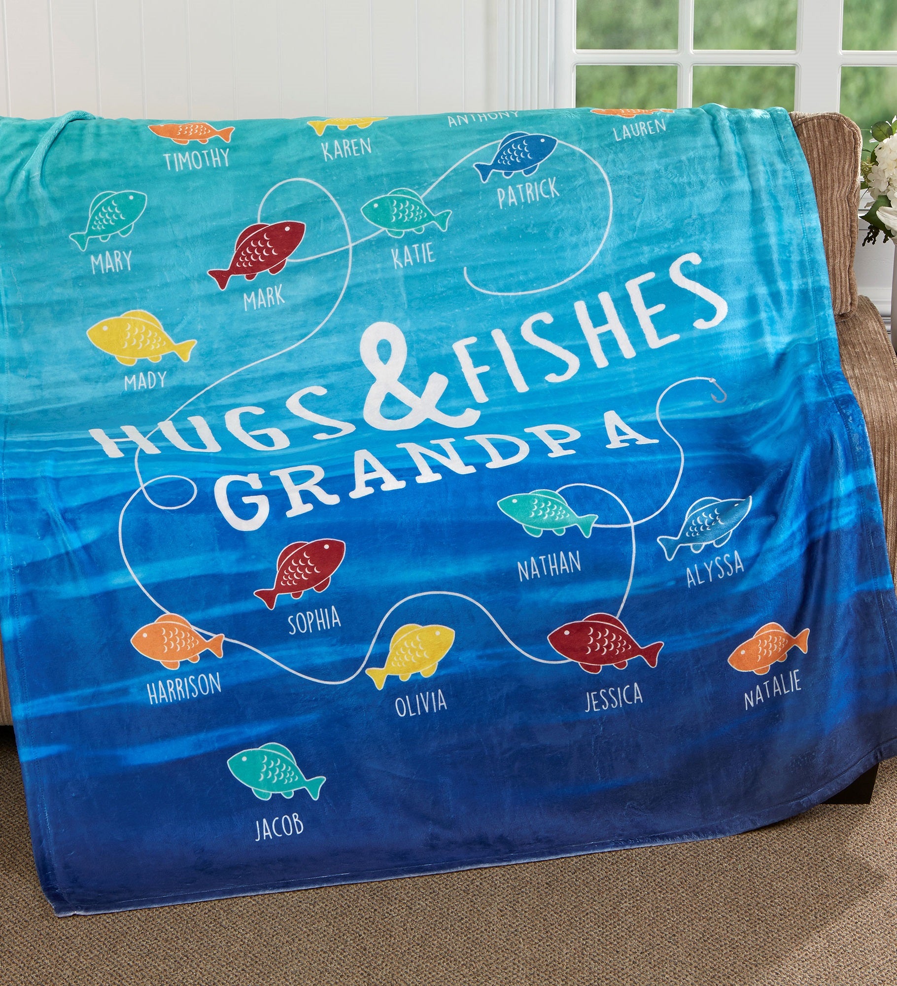 Hugs &amp; Fishes Personalized Blanket