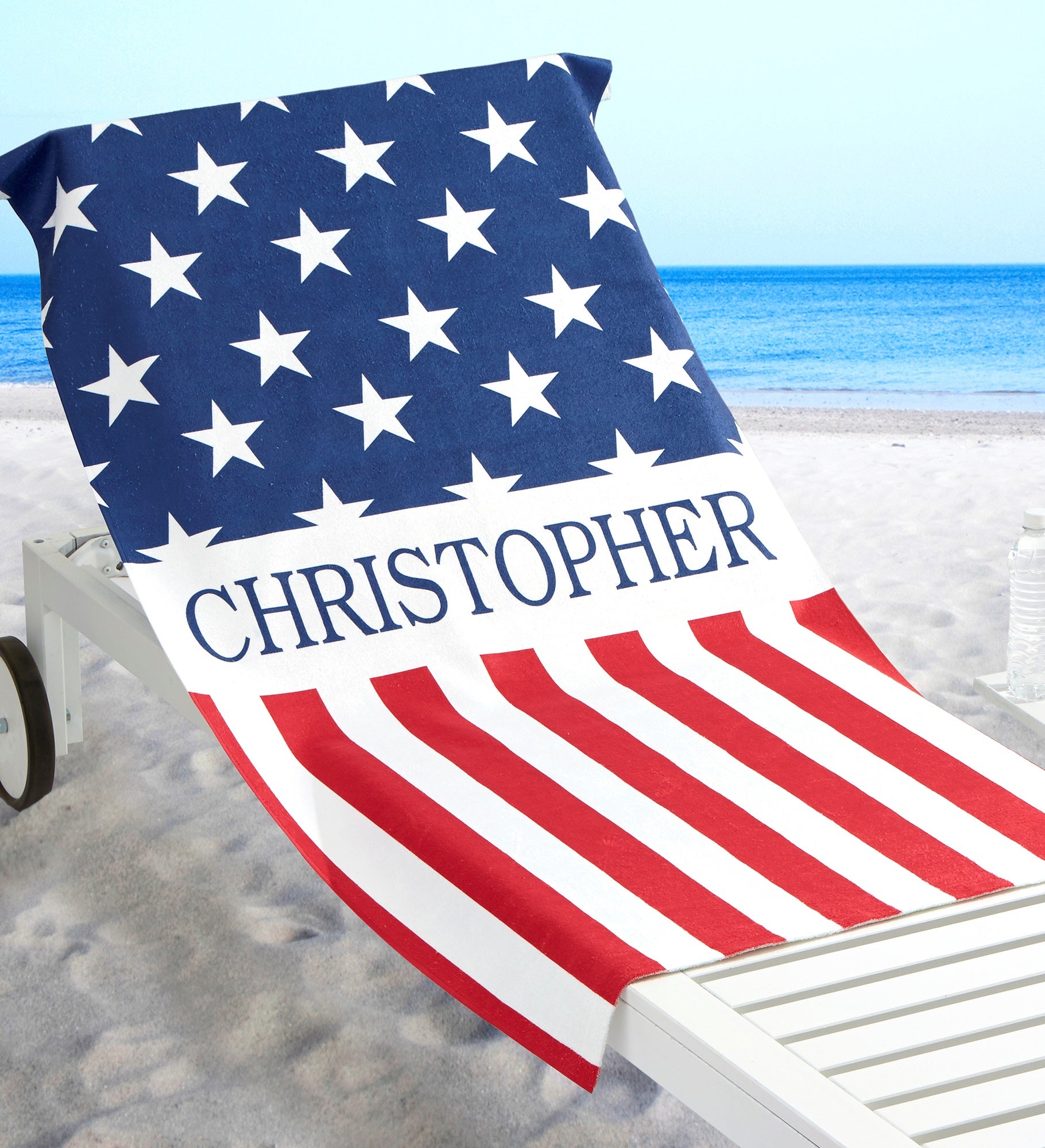 Red, White & Blue Personalized Beach Towel