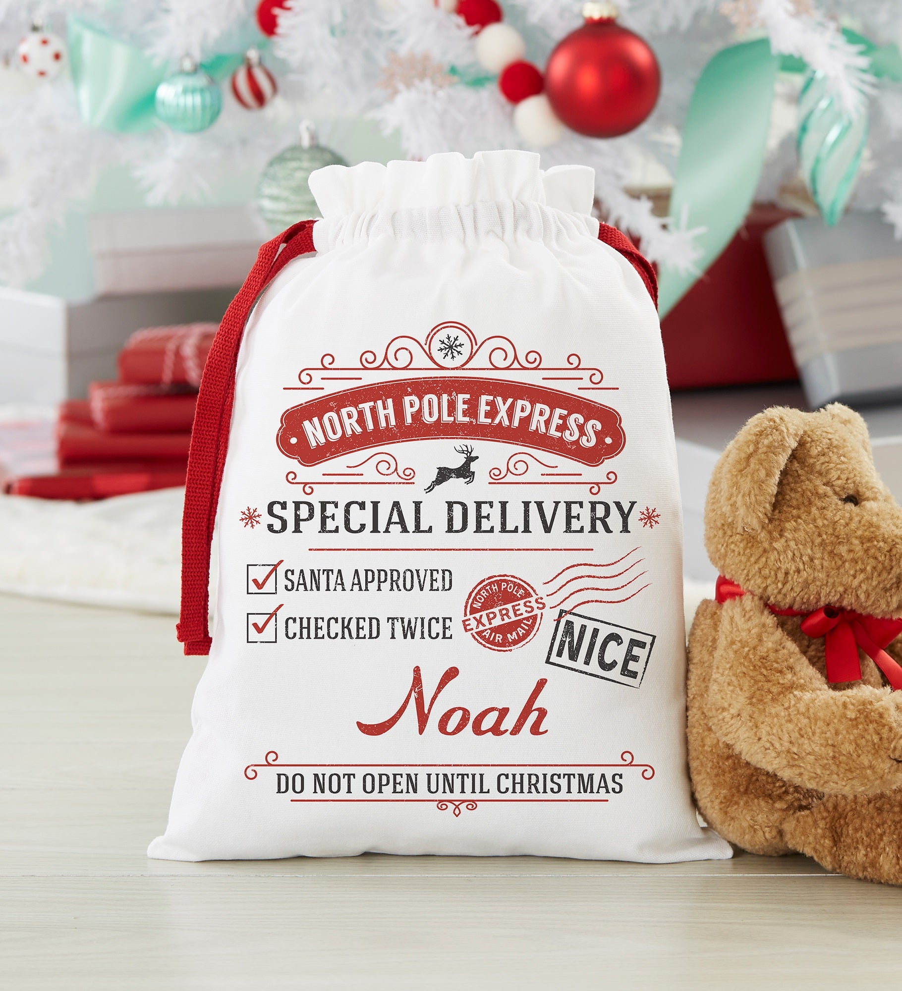 Special Delivery From Santa Personalized Canvas Drawstring Santa Sack