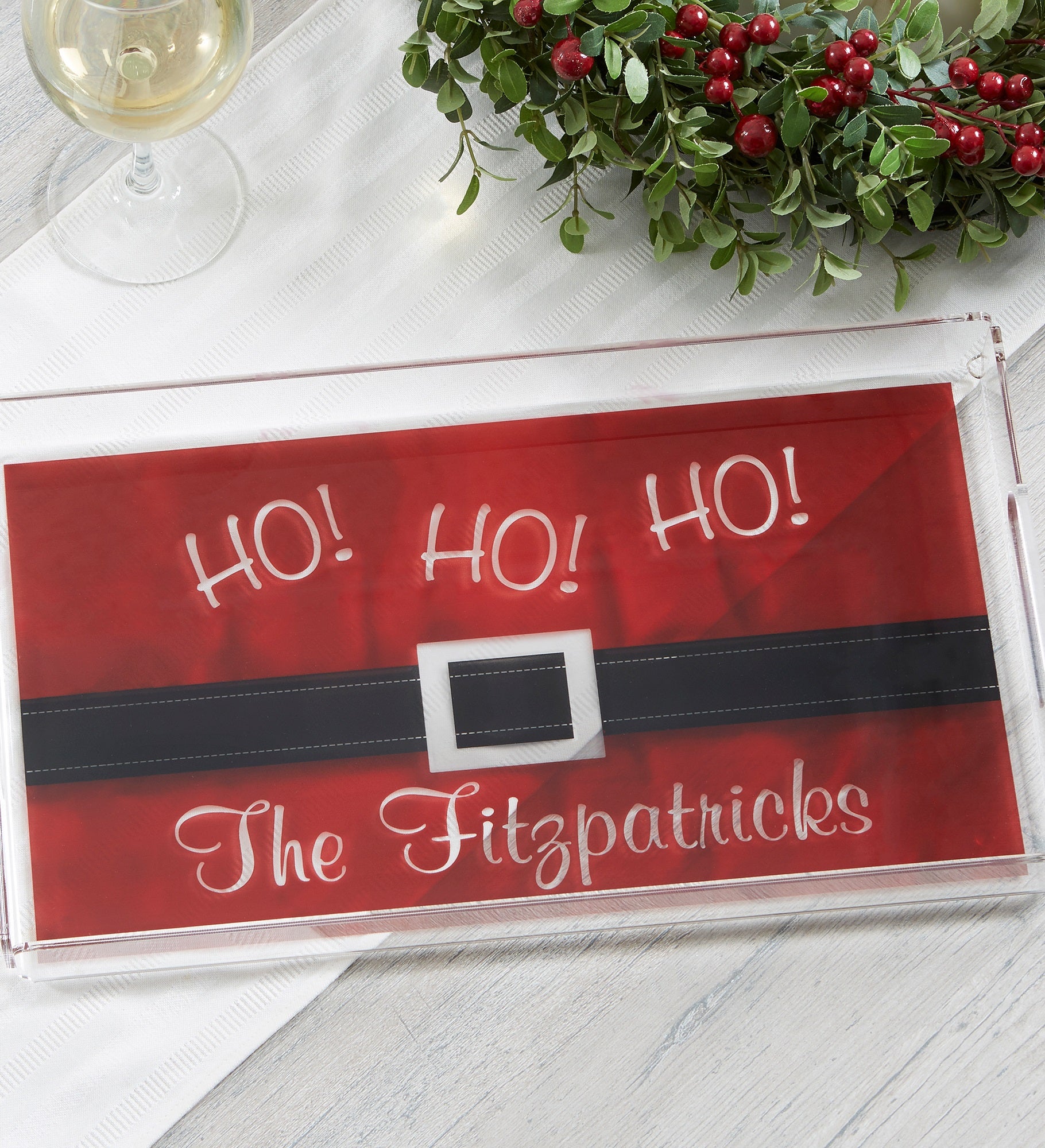 HO! HO! HO! Santa Belt Personalized Serving Tray