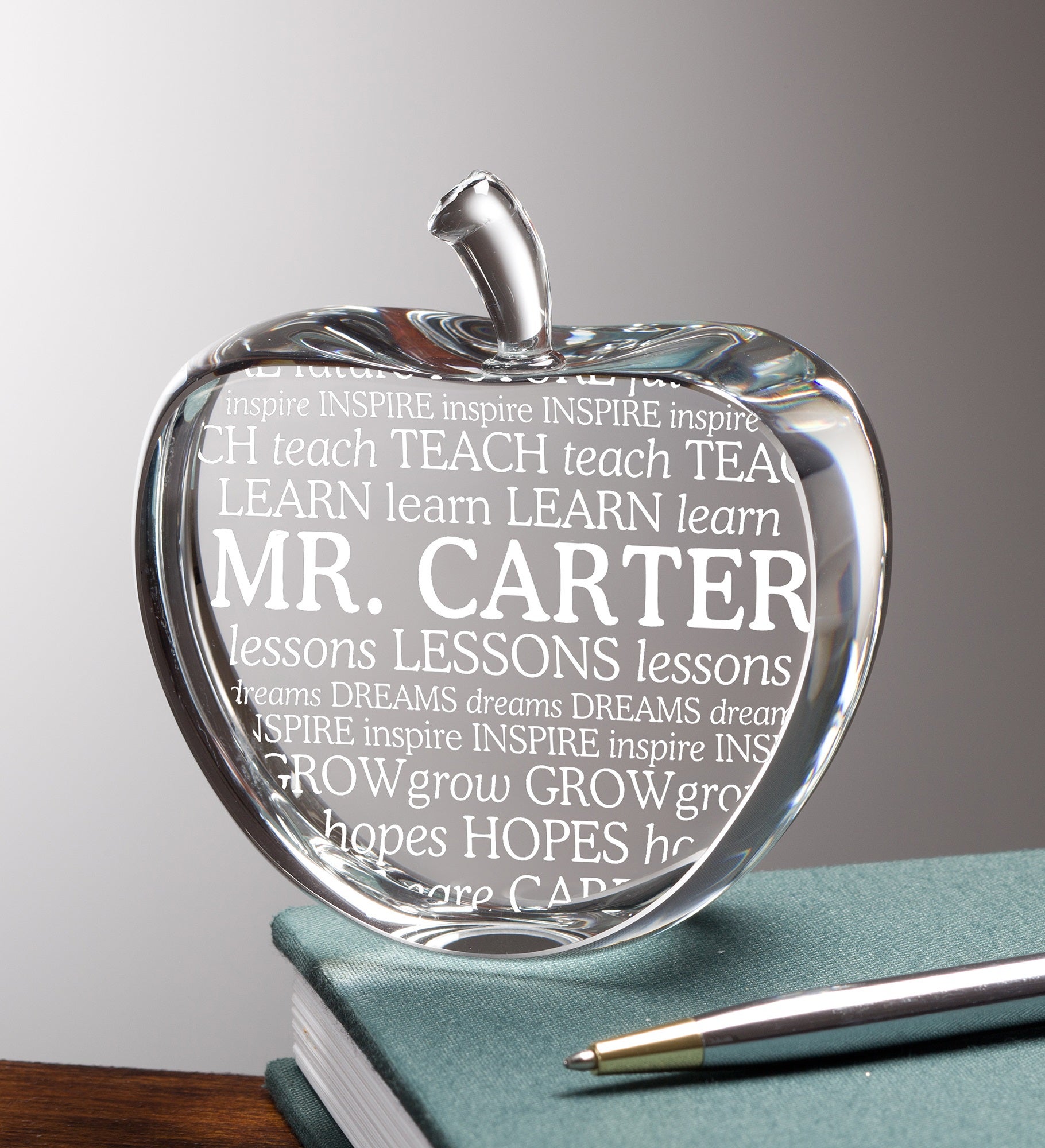 Apple Scroll Personalized Crystal Keepsake