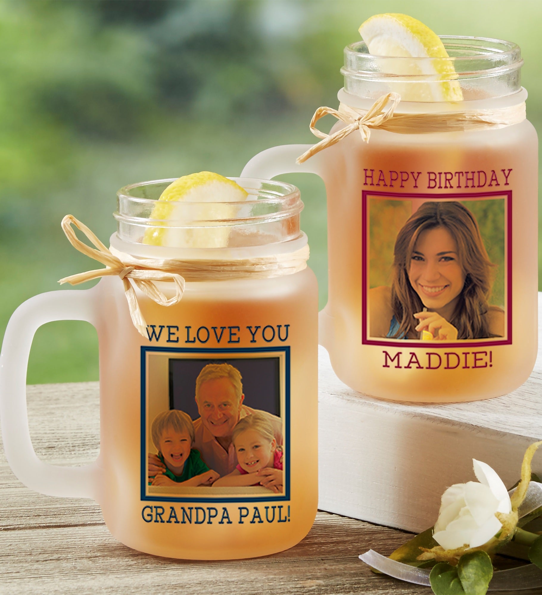 Photo Message Personalized Frosted Mason Jar