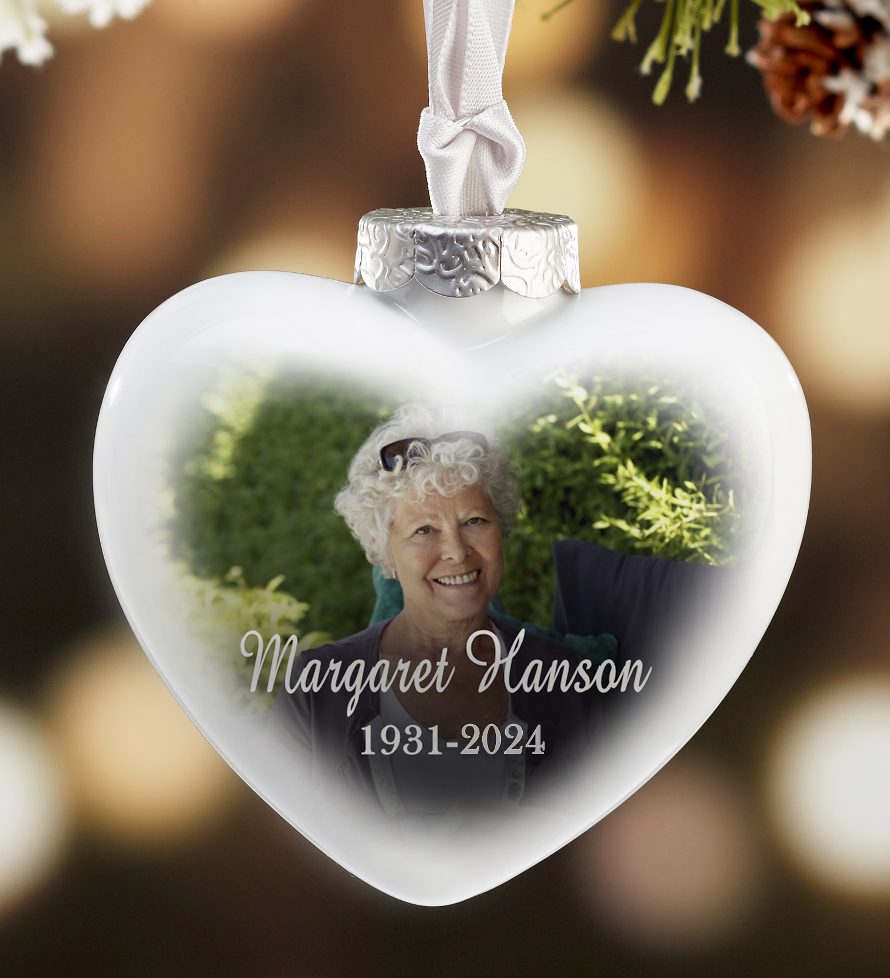 Memorial Photo Personalized Deluxe Heart Ornament