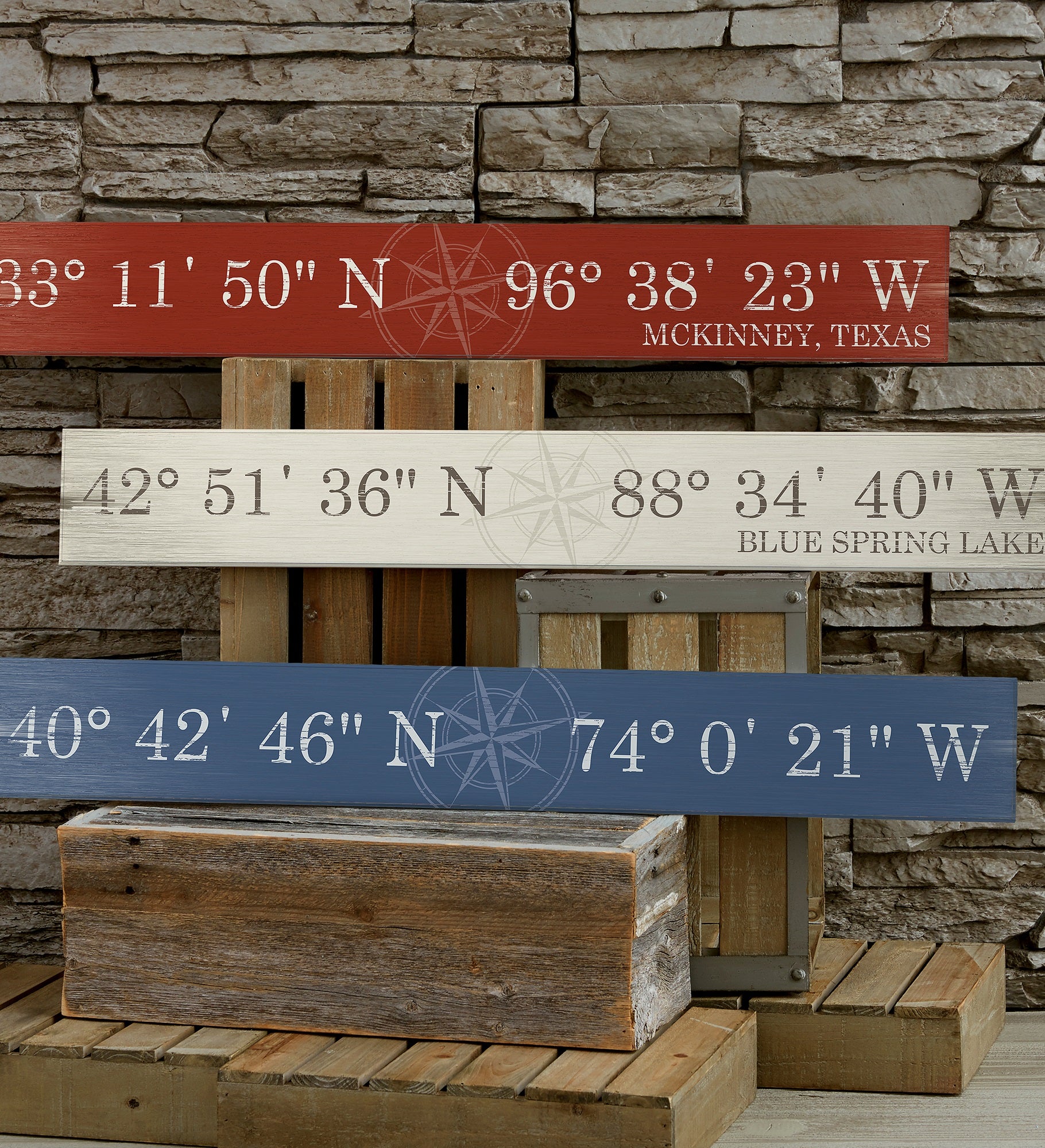 Latitude & Longitude Personalized Wood Sign