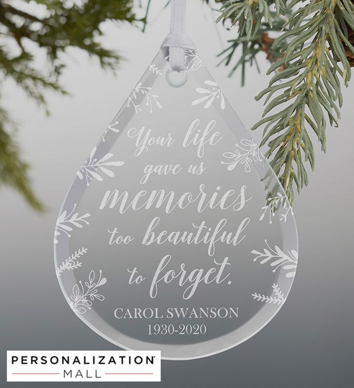 Personalized Memorial Teardrop Glass Ornament