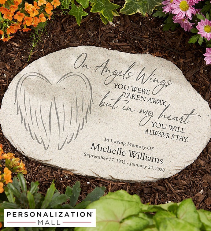 Personalized On Angels Wings Garden Stone