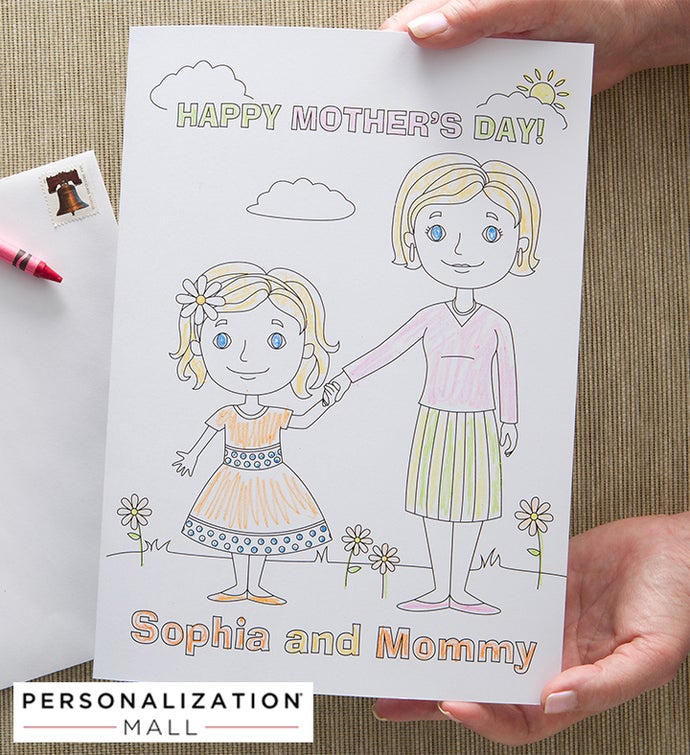 Mommy and Me Oversized Coloring Greeting Card