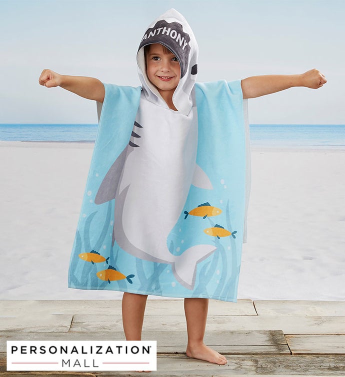 Shark Personalized Kids Poncho Beach & Pool Towel