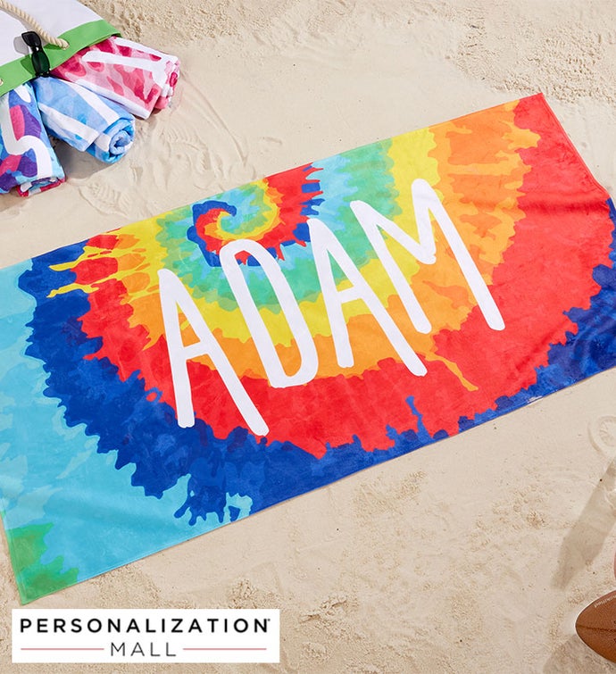 Tie Dye Fun Personalized Beach Towel
