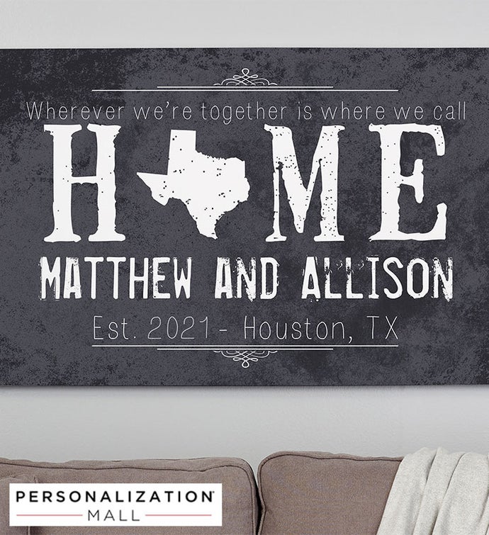 "State" of Love Personalized Canvas Print