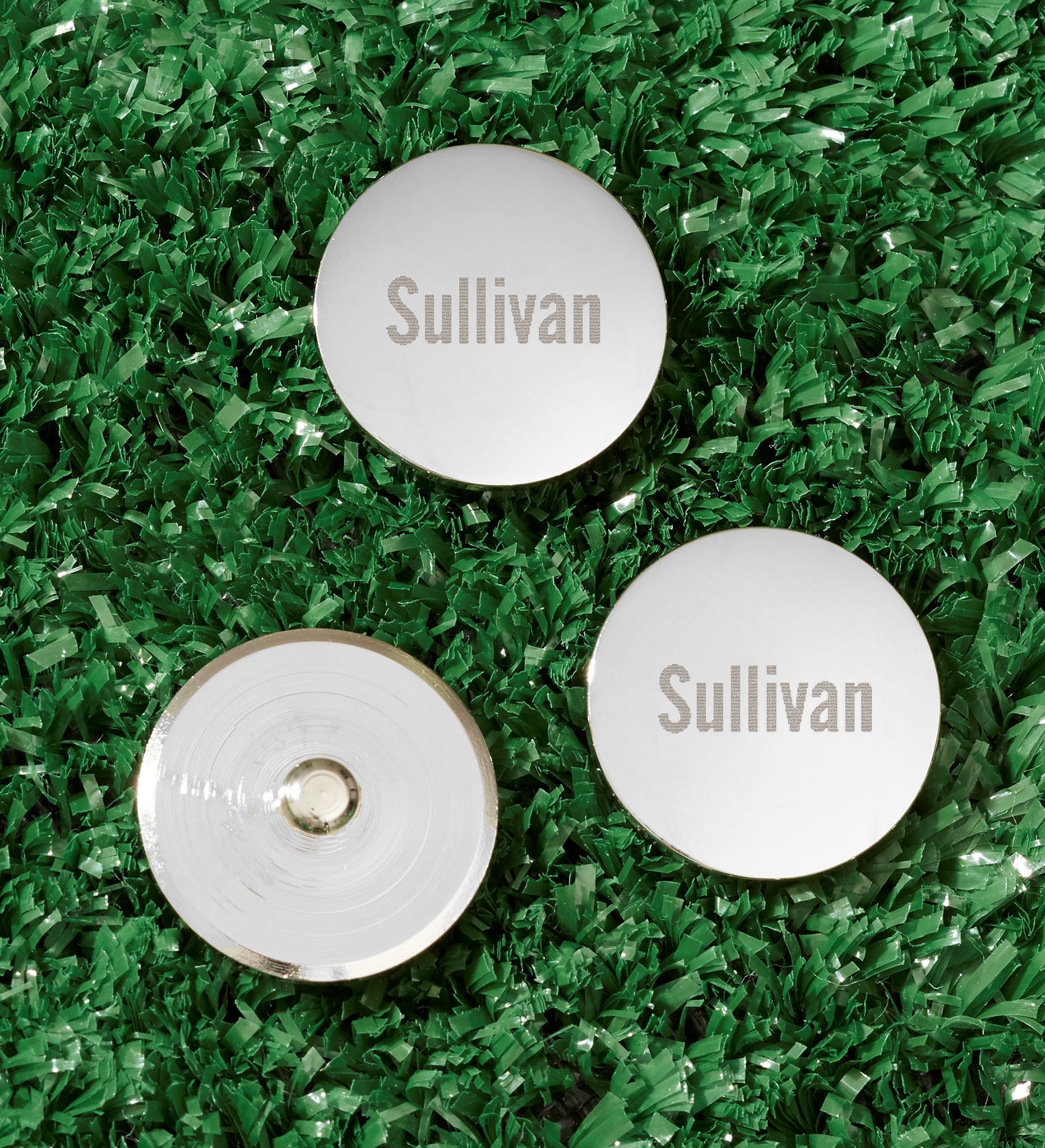 Silver Engraved Personalized Golf Ball Markers  Set of 3