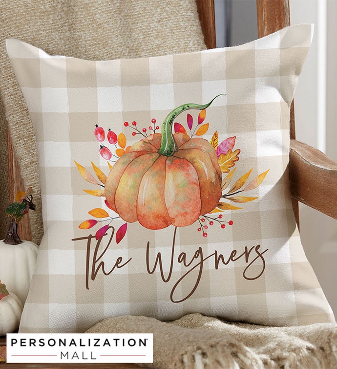 Autumn Watercolor Personalized Outdoor Pillow