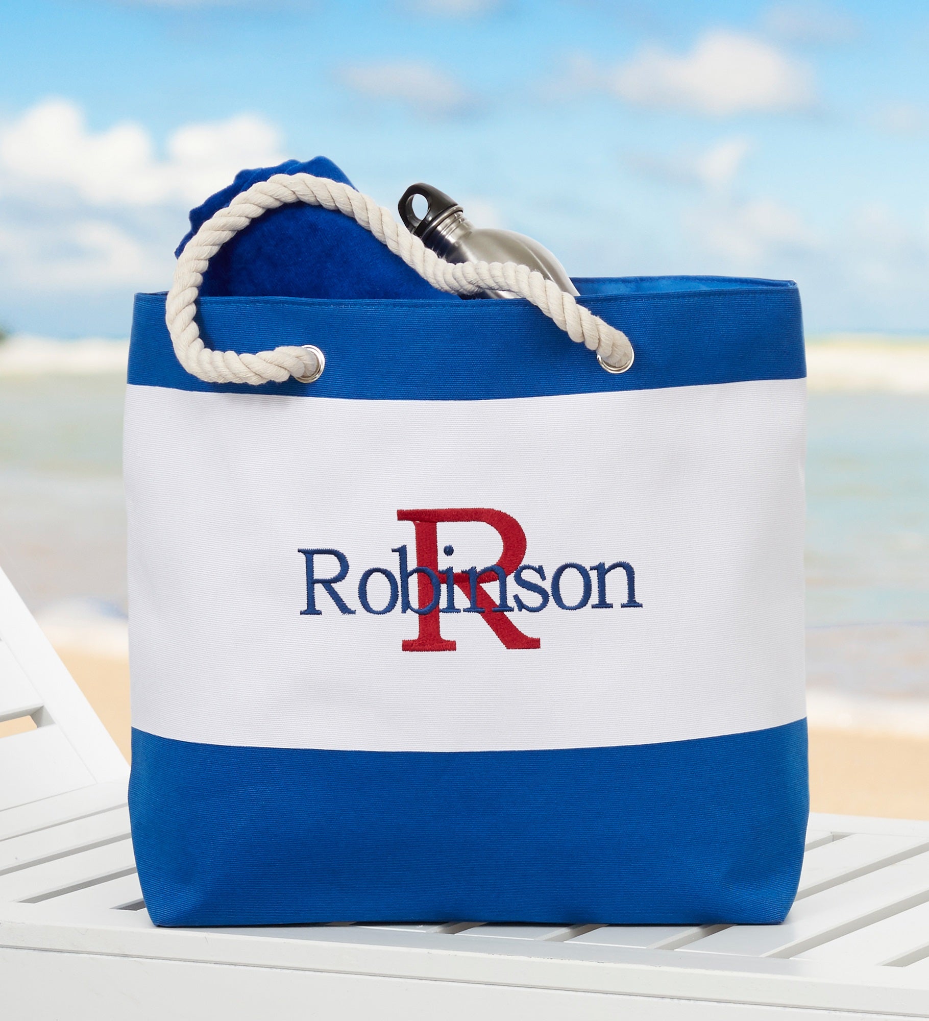 All About Me Embroidered Beach Bag