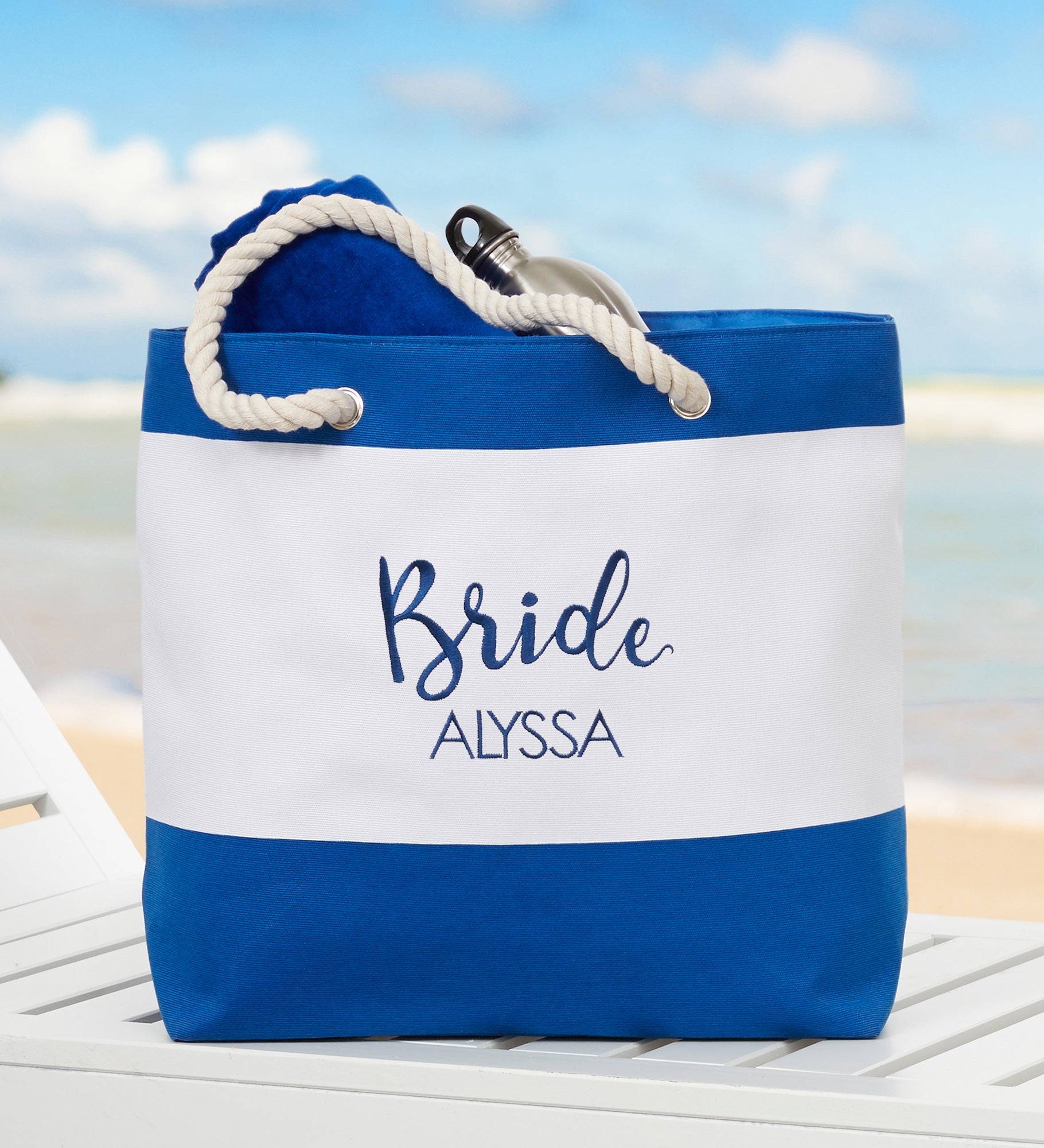 Bridal Party Embroidered Beach Tote