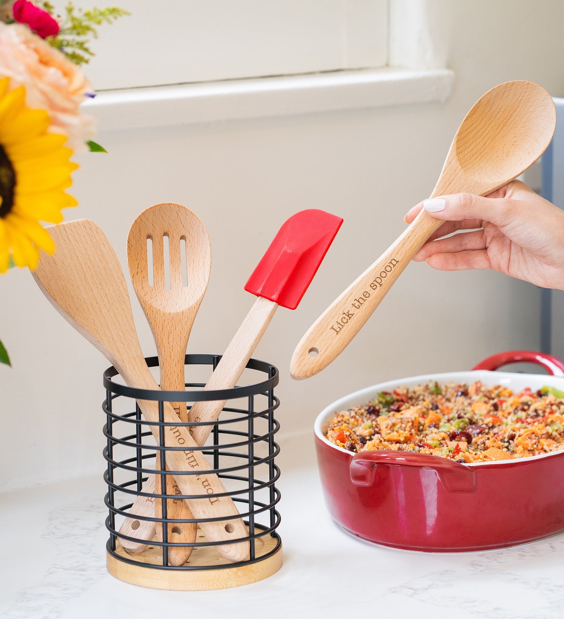 Kitchen Expressions Personalized Beechwood Utensils  4pc Set