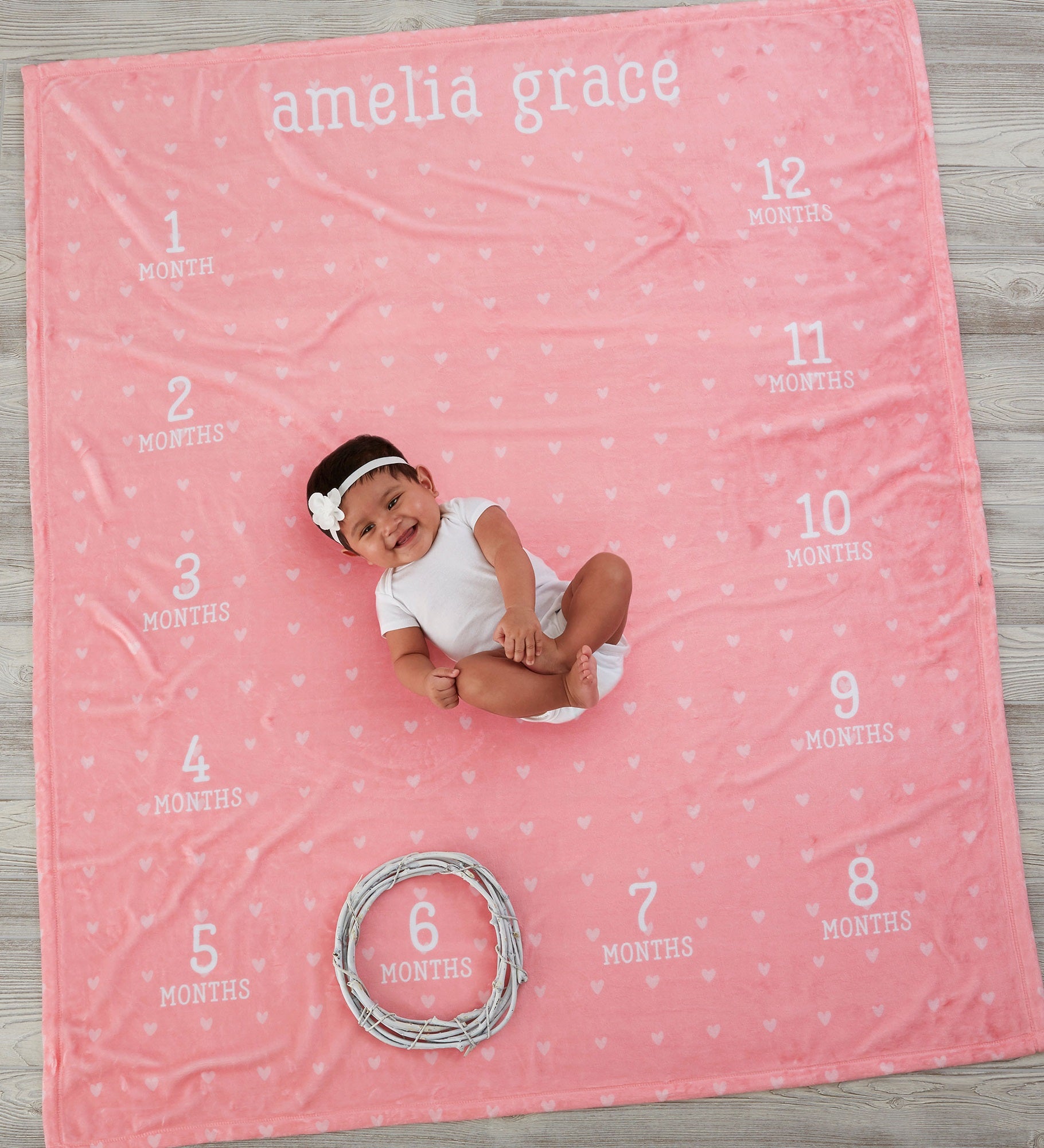 Monthly Milestone Personalized Baby Fleece Blanket
