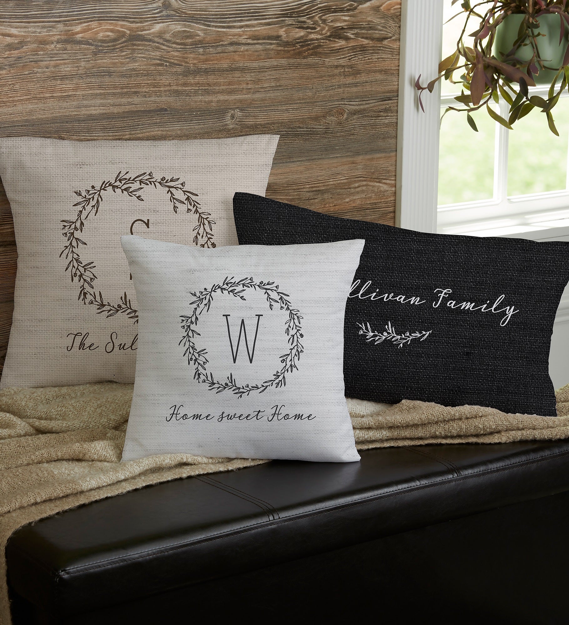 Farmhouse Floral Personalized Throw Pillow