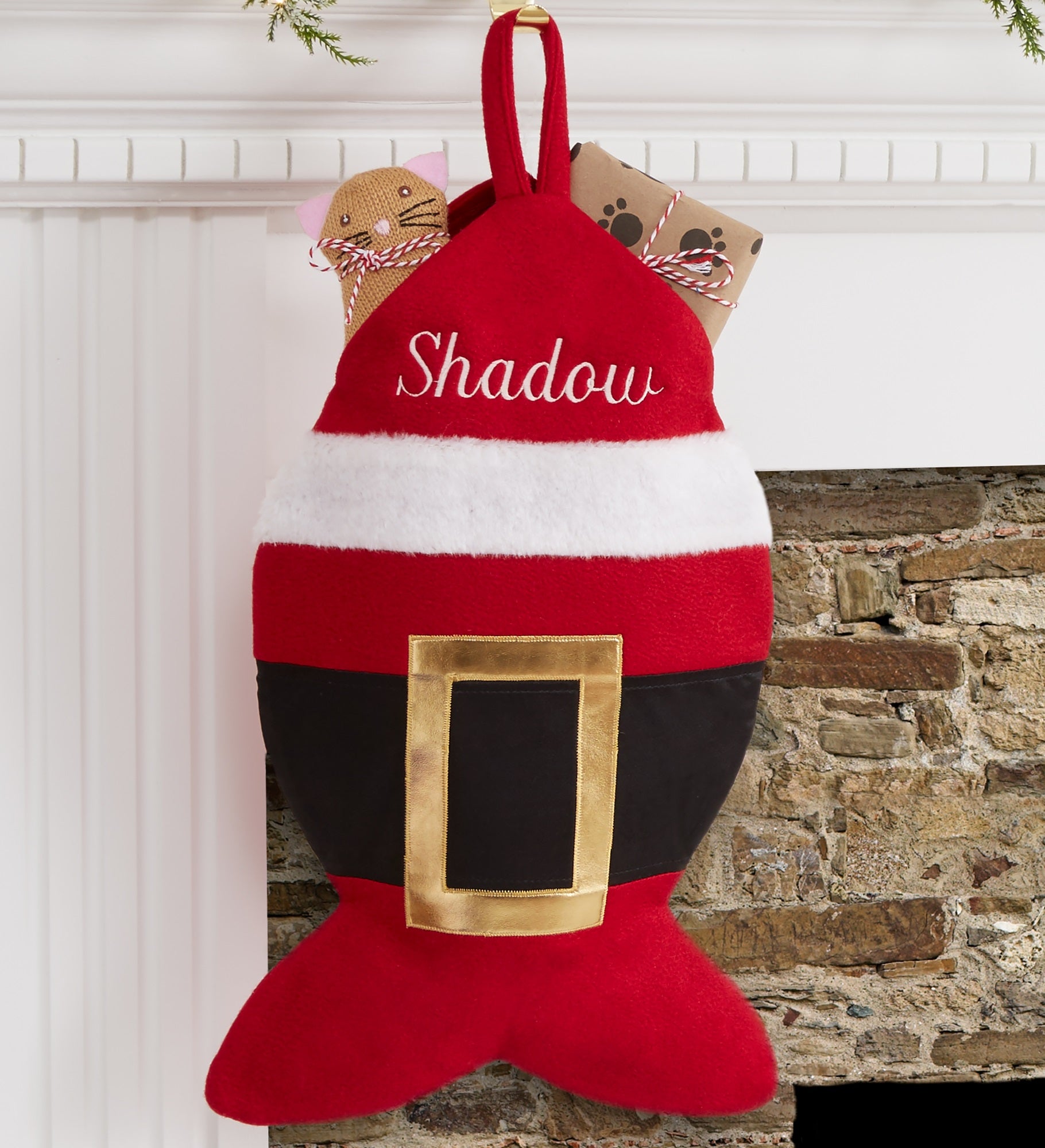 Santa Belt Personalized Pet Christmas Stocking
