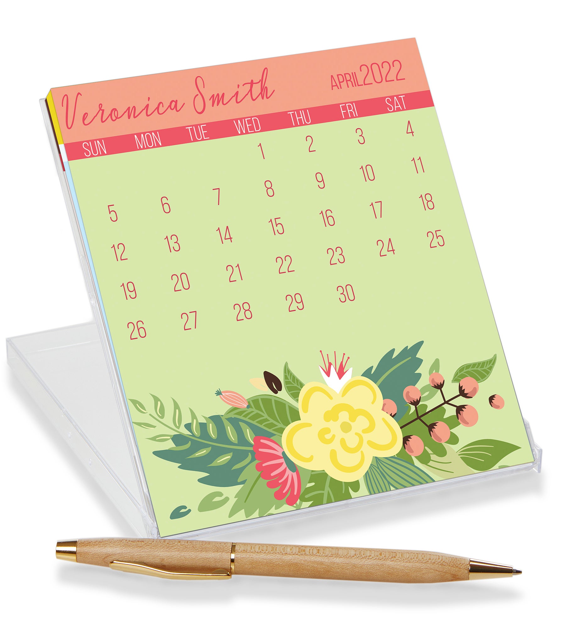 Modern Botanical Personalized Desk Calendar
