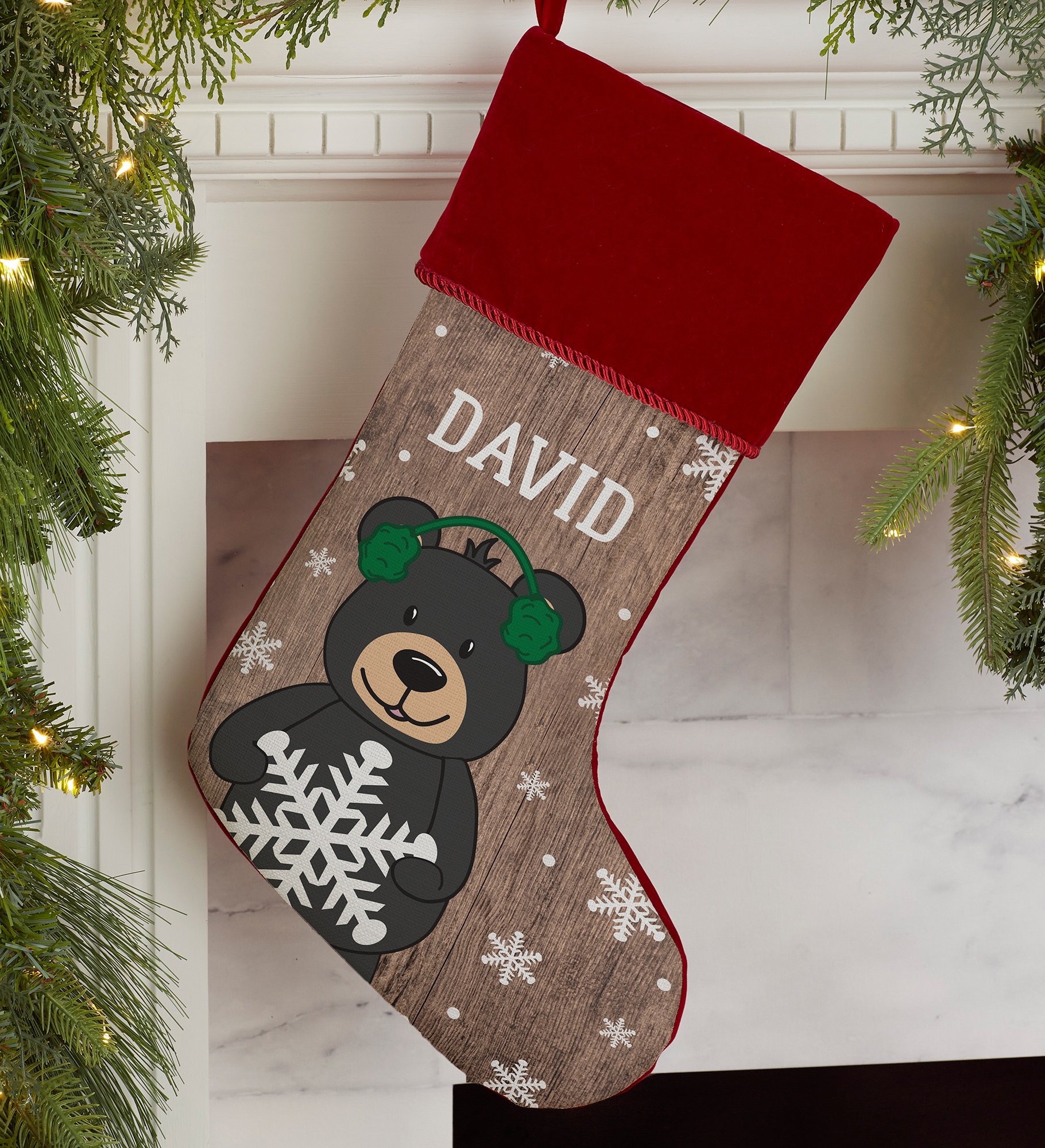 Holiday Bear Family Personalized Christmas Stocking
