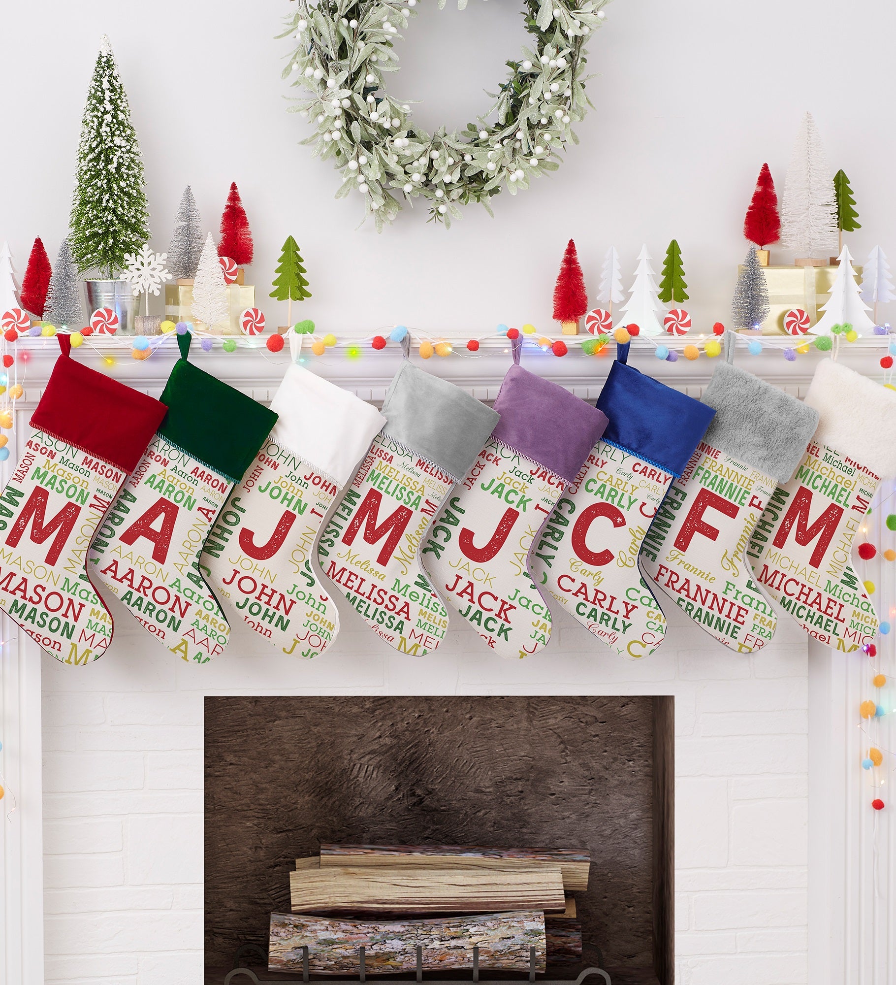 Repeating Name Personalized Christmas Stockings