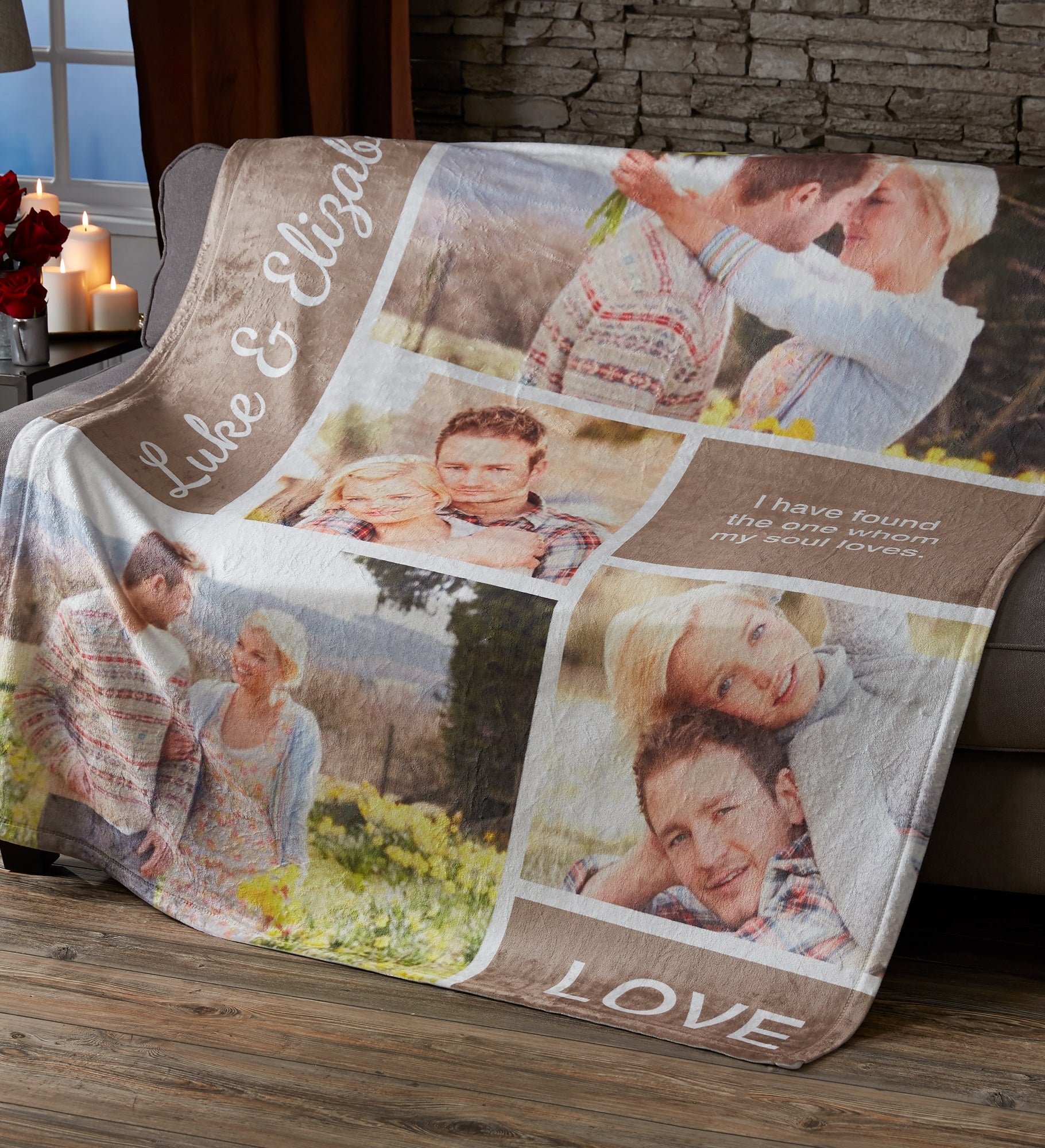 Romantic Love Photo Collage Personalized Photo Blanket