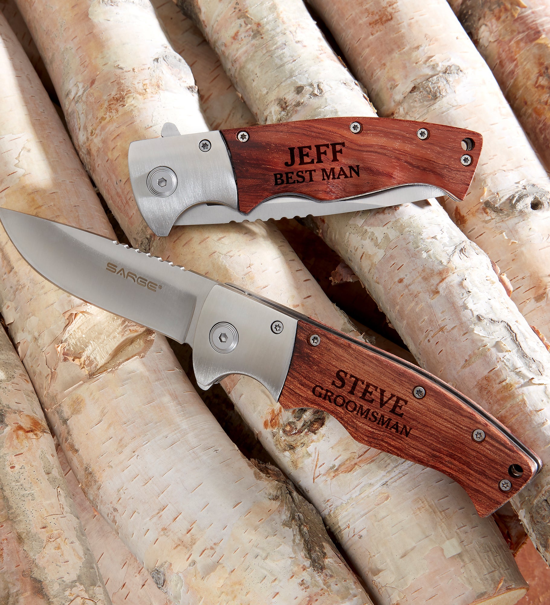 Groomsman Personalized Wooden Handle Folding Knife
