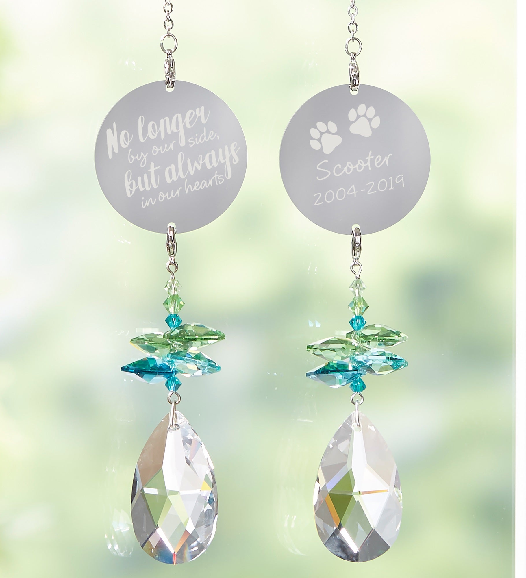 Paw Prints On My Heart Personalized Rainbow Suncatcher