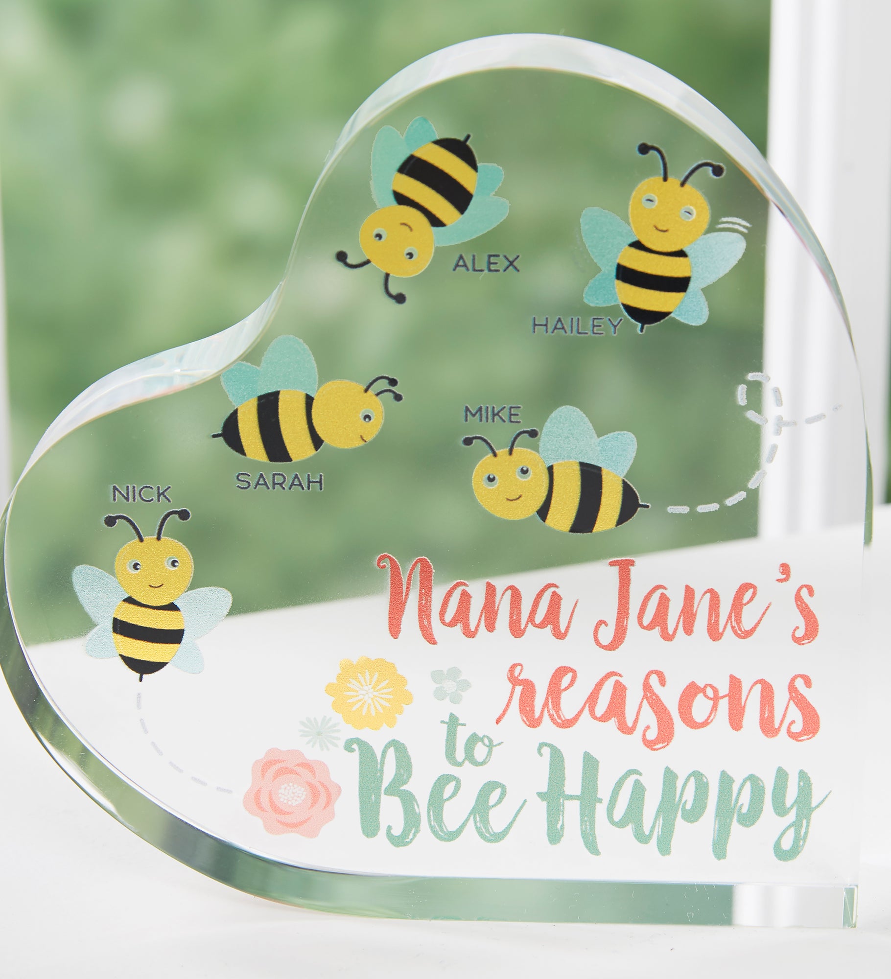 Bee Happy Grandma Personalized Colored Heart Keepsake