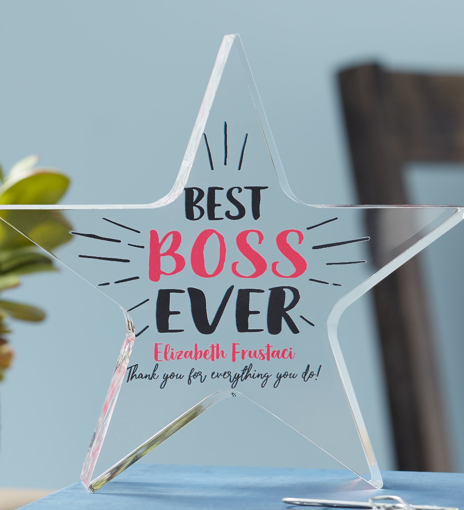 Best Boss Ever Personalized Printed Star Award