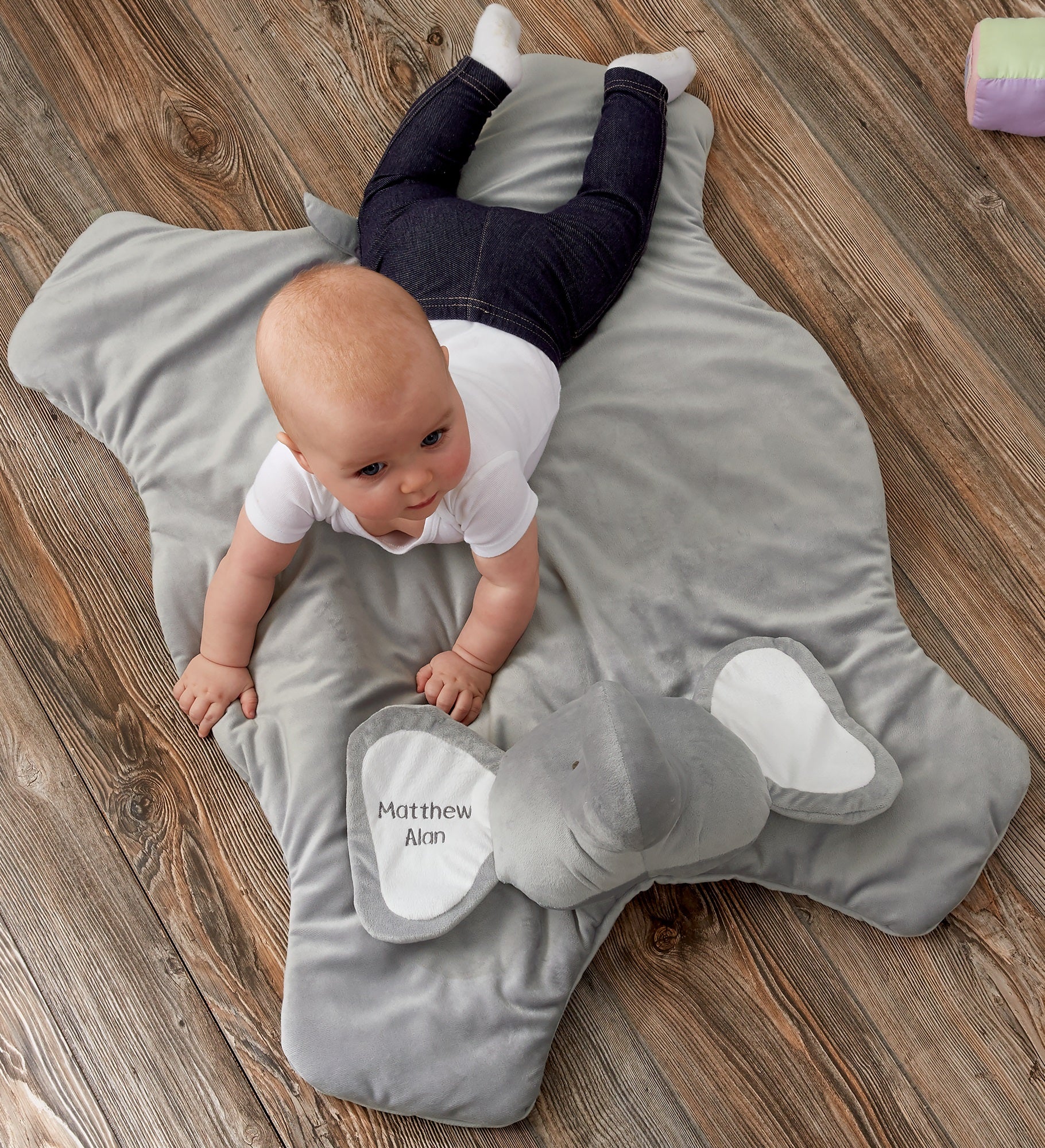 Embroidered Jumbo Plush Elephant Play Mat
