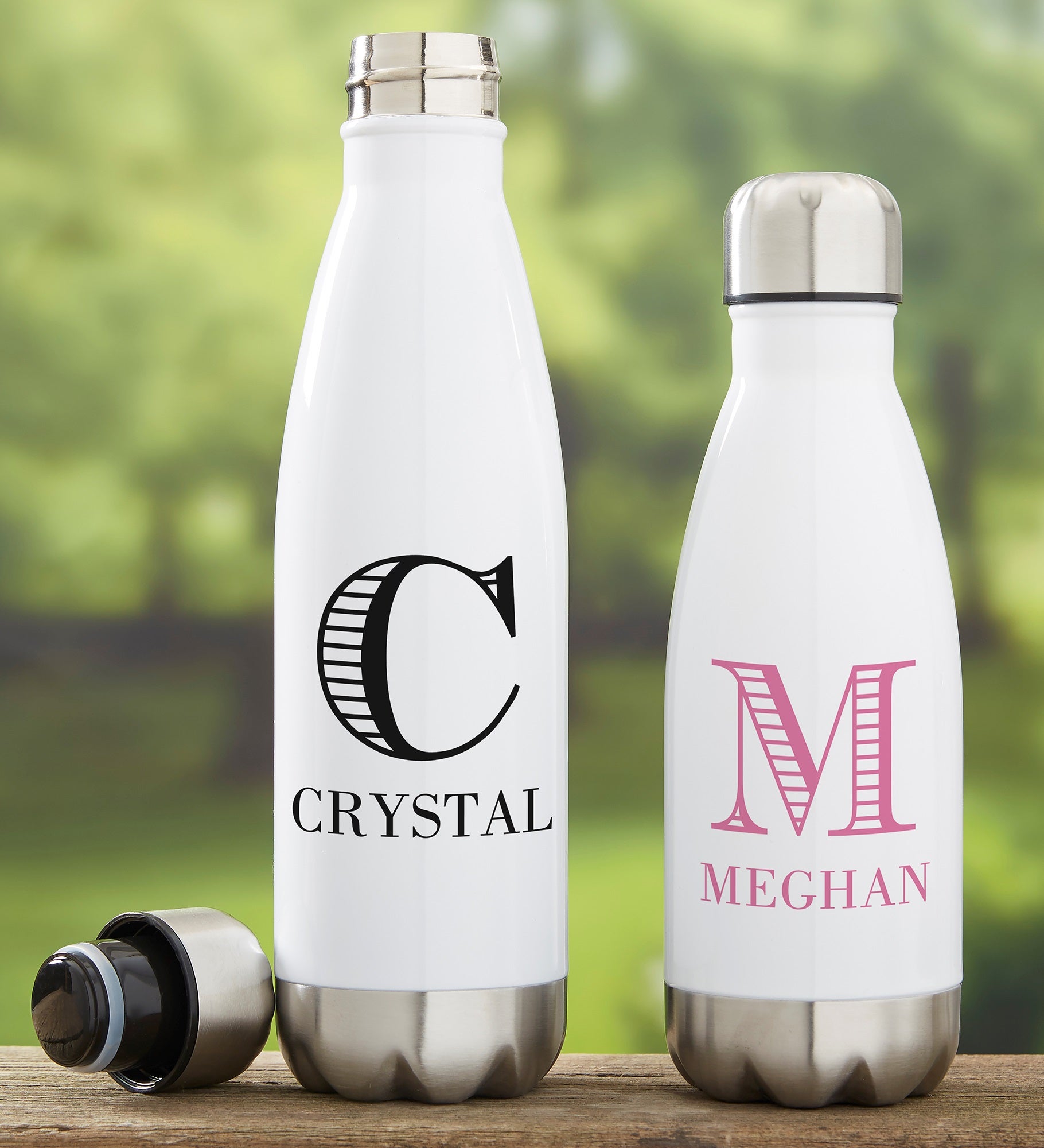 Striped Monogram Personalized Insulated Water Bottle