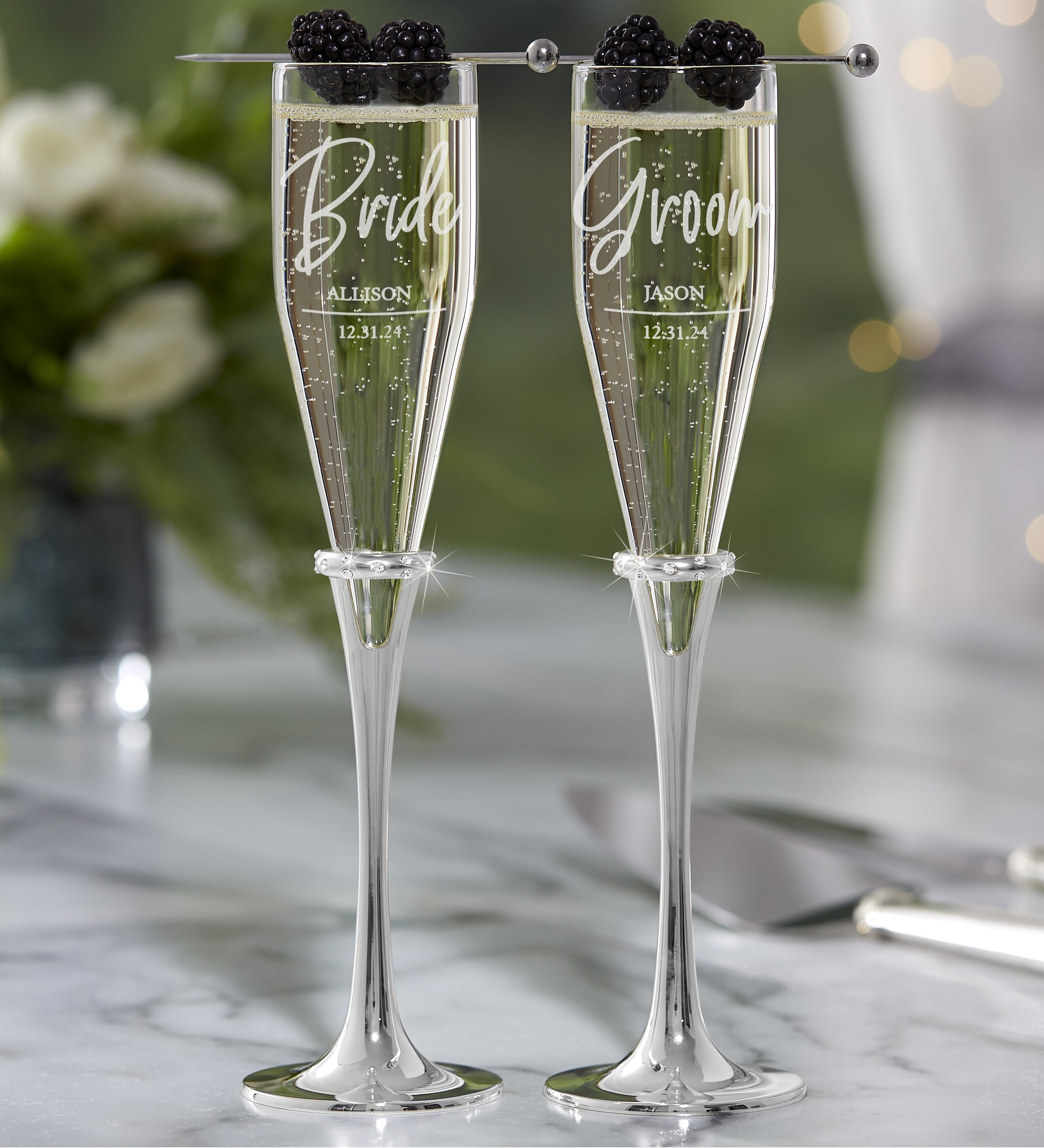 Lenox® Devotion Engraved Wedding Champagne Flute Set