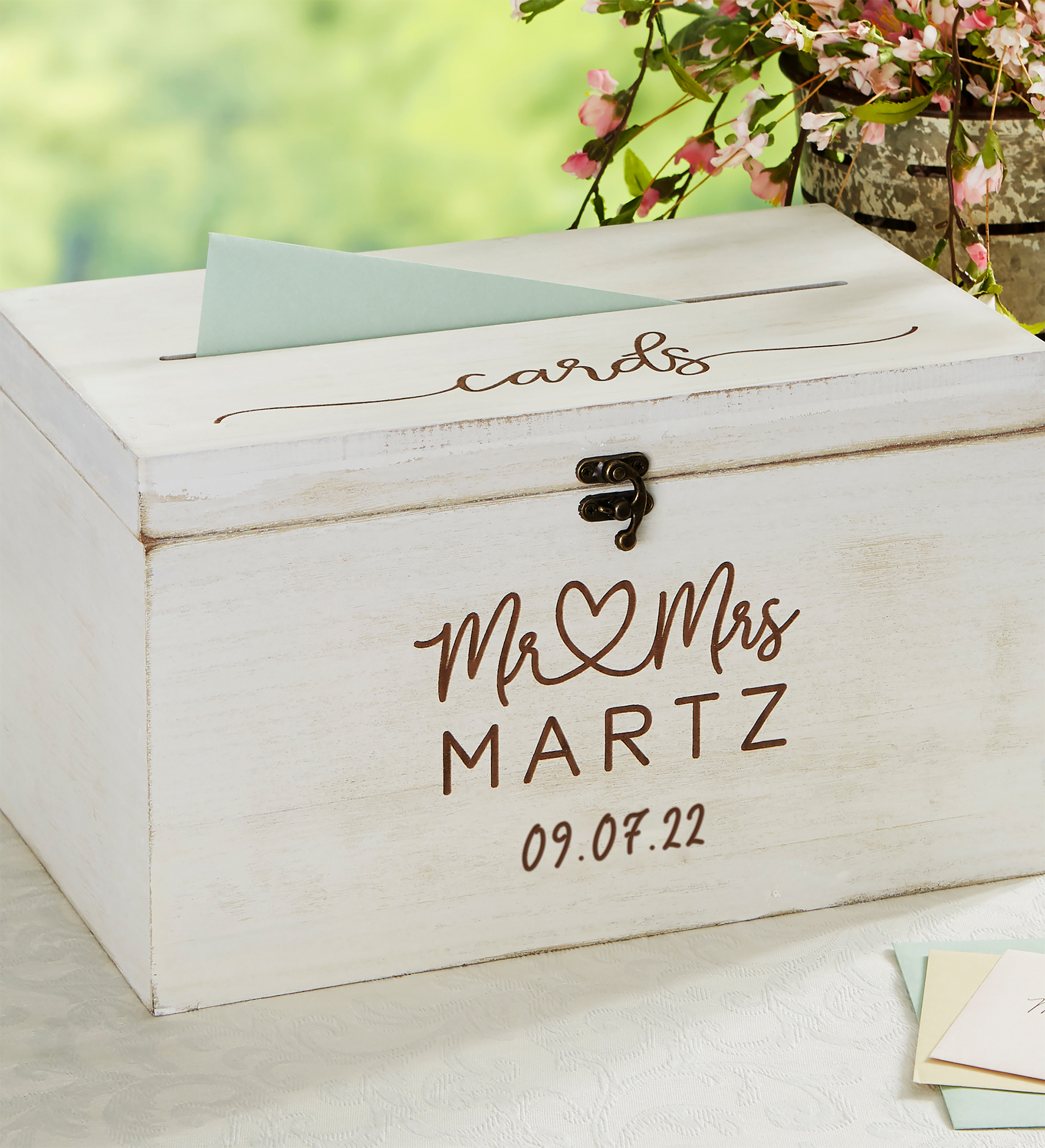 Infinite Love Personalized Wedding Wood Keepsake Card Box