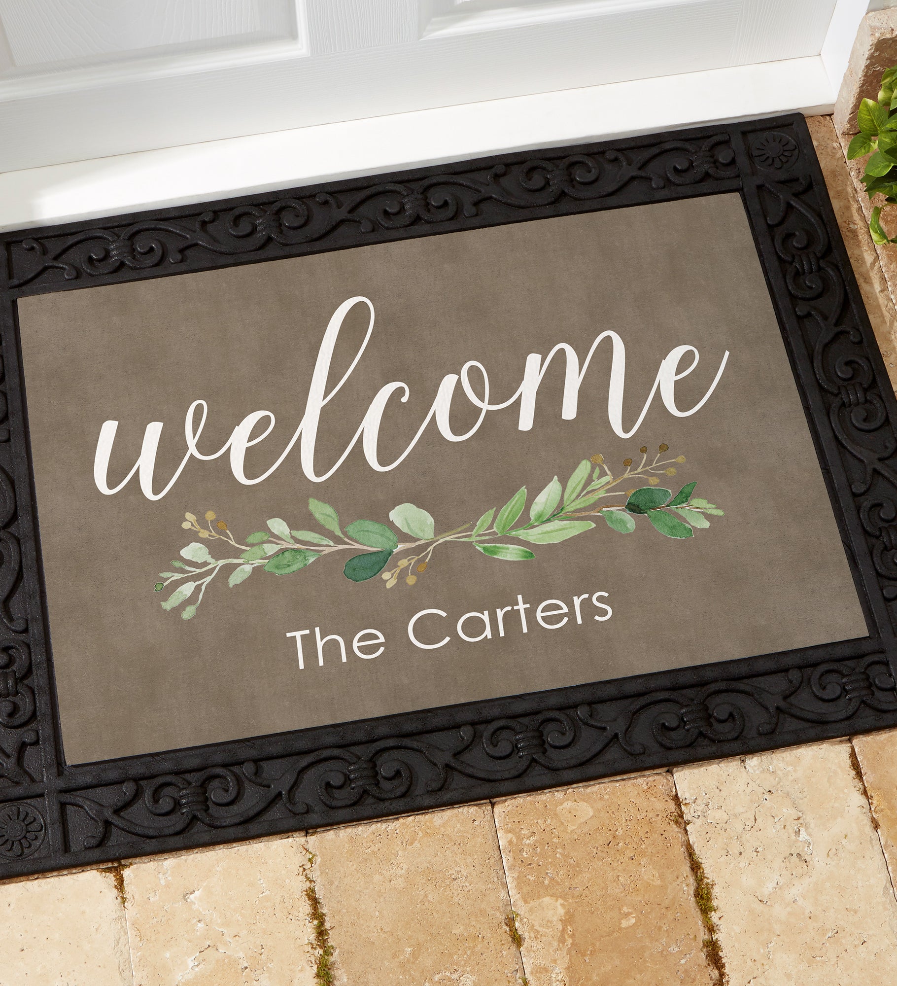 Greenery Welcome Personalized Doormats