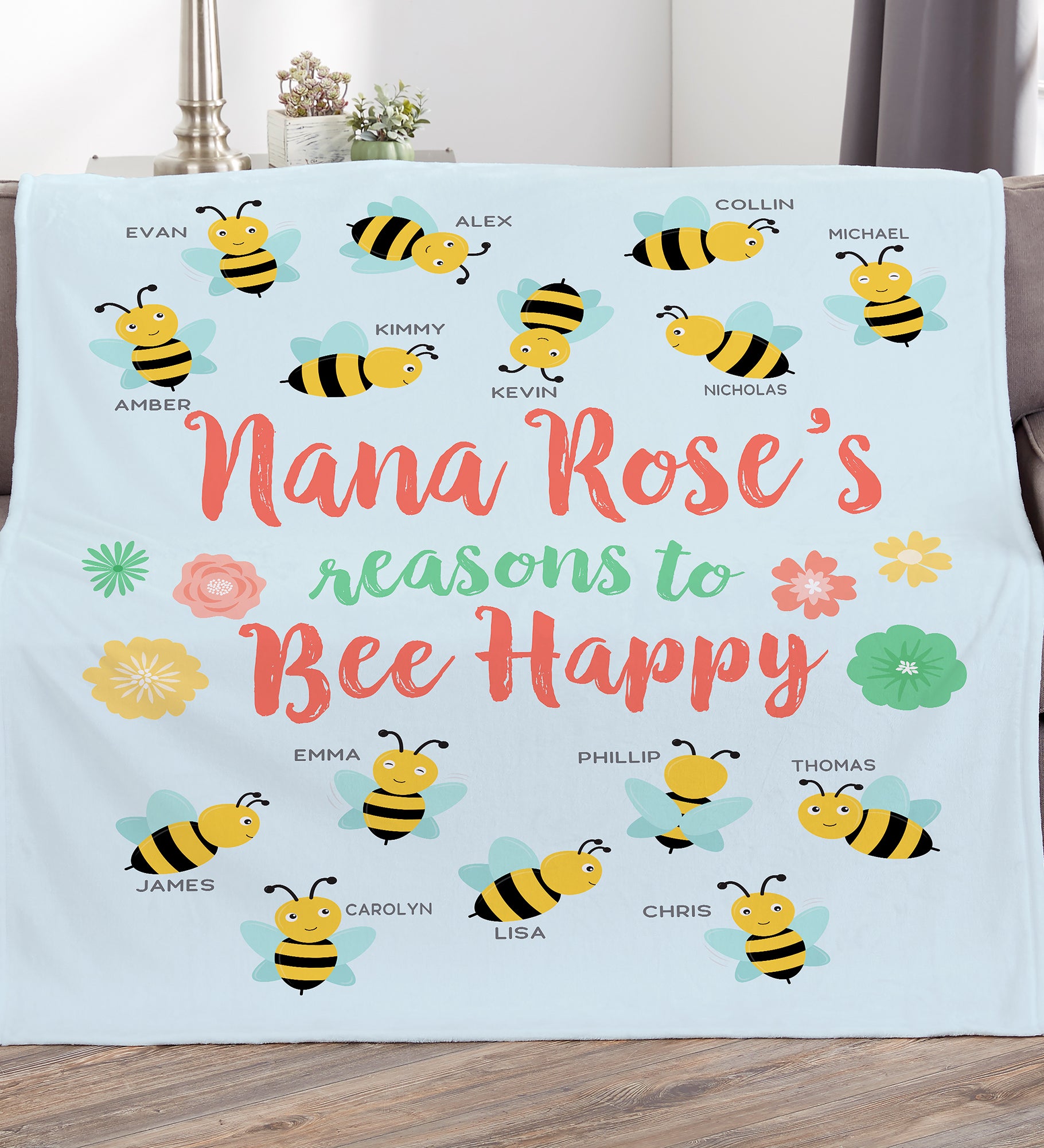 Bee Happy Personalized Blanket