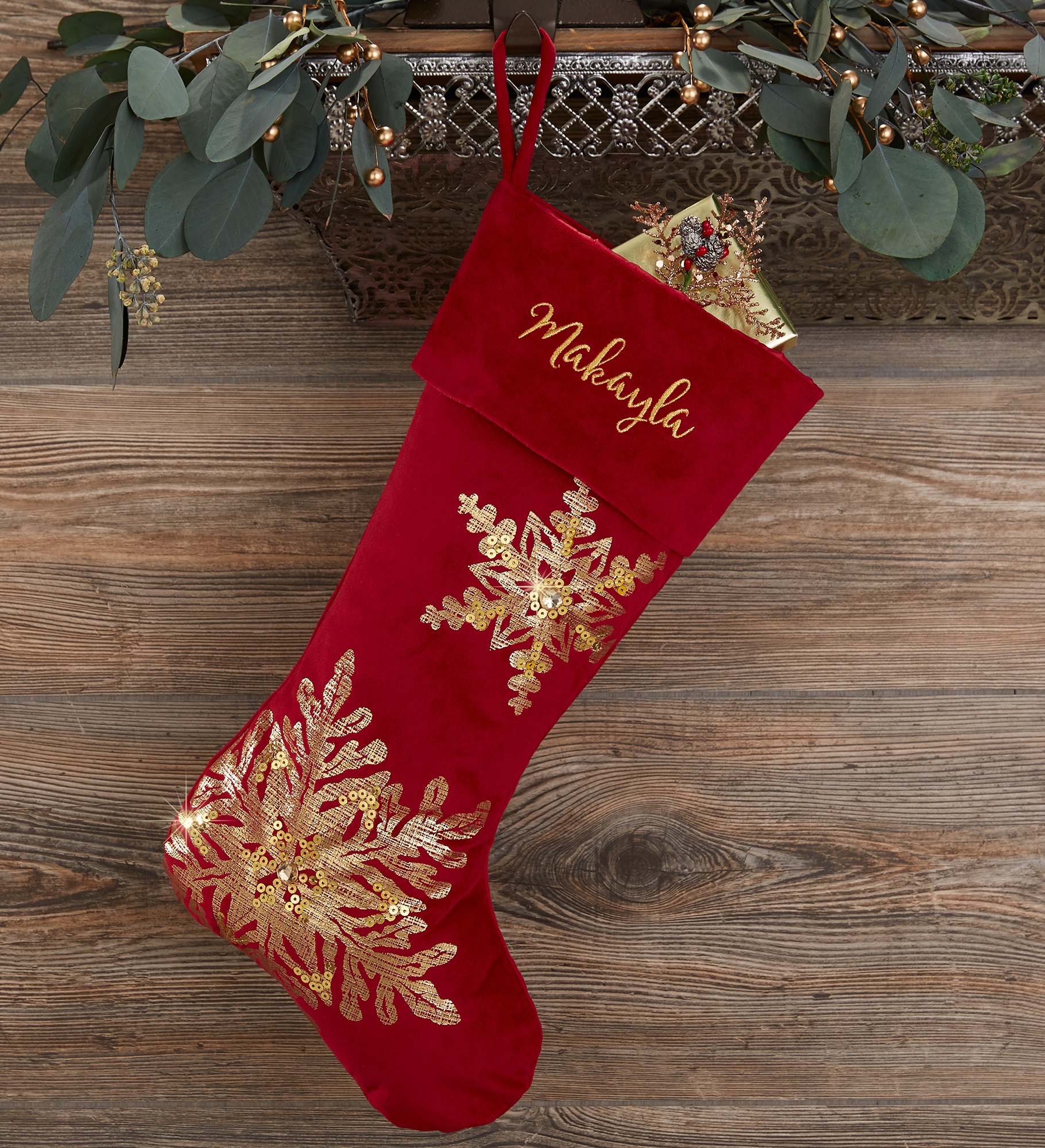 Glistening Snowflake Personalized Christmas Stockings