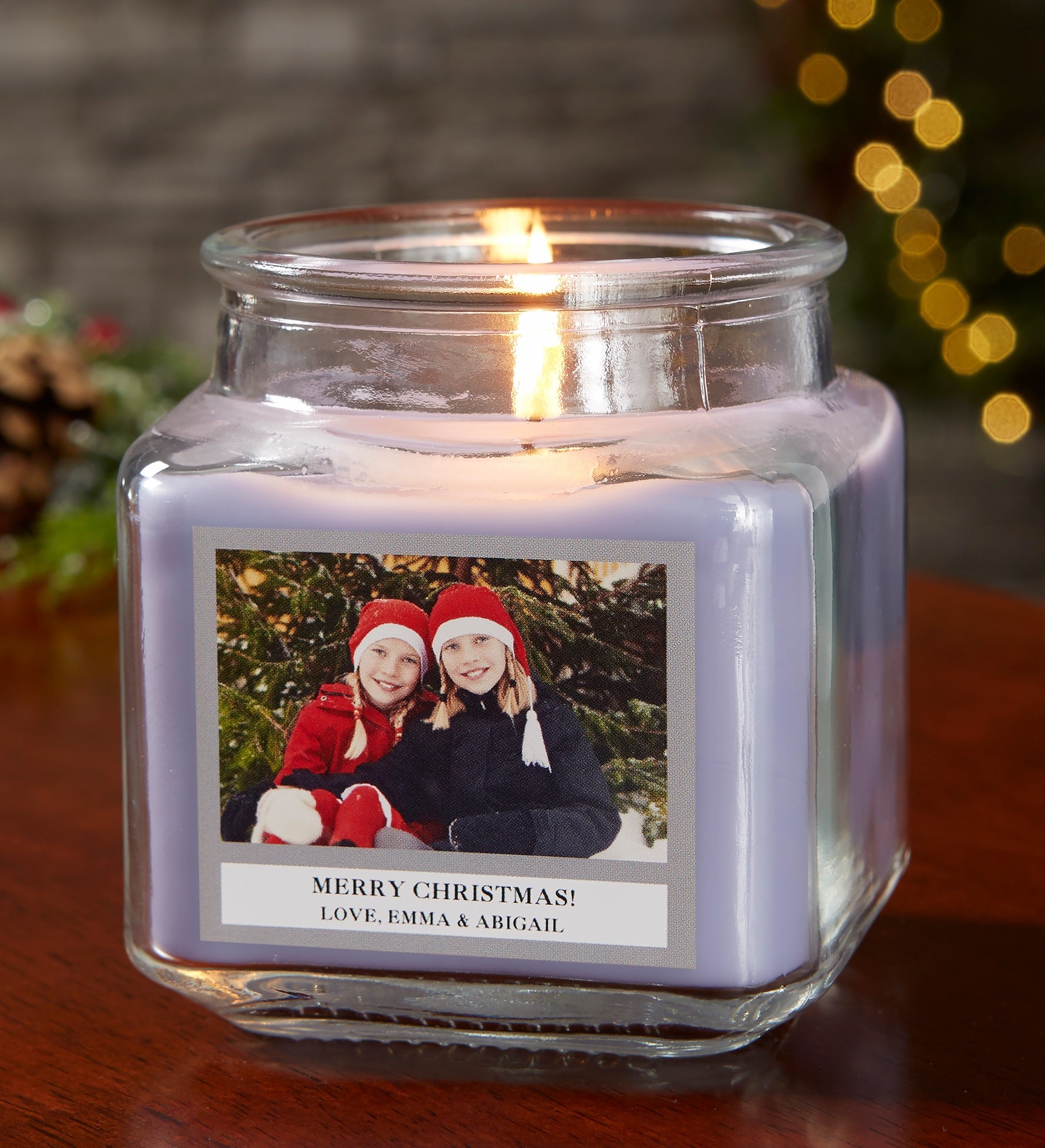 Picture Perfect Holiday Personalized Scented Glass Candle Jar