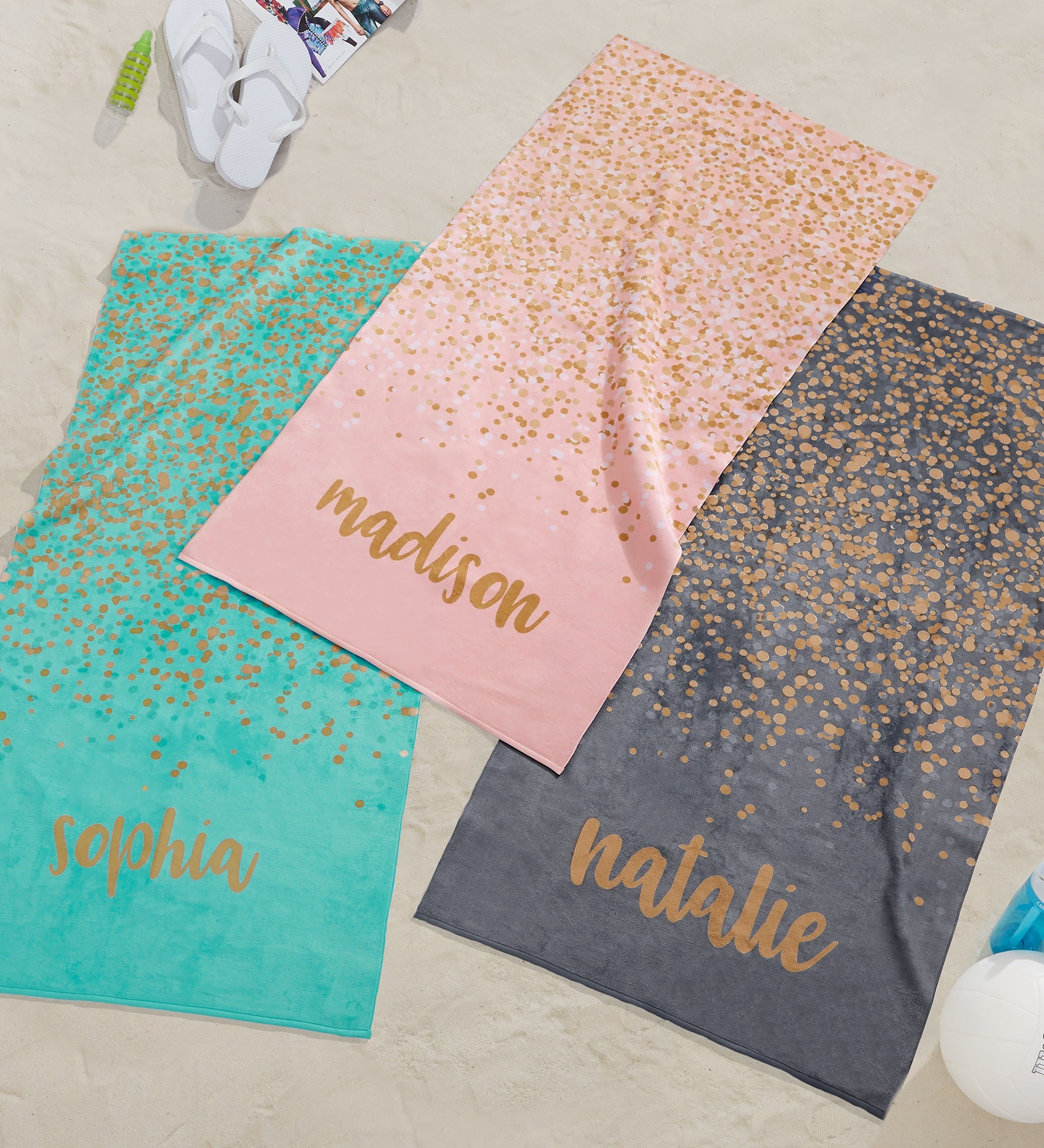 Sparkling Name Personalized Beach Towel