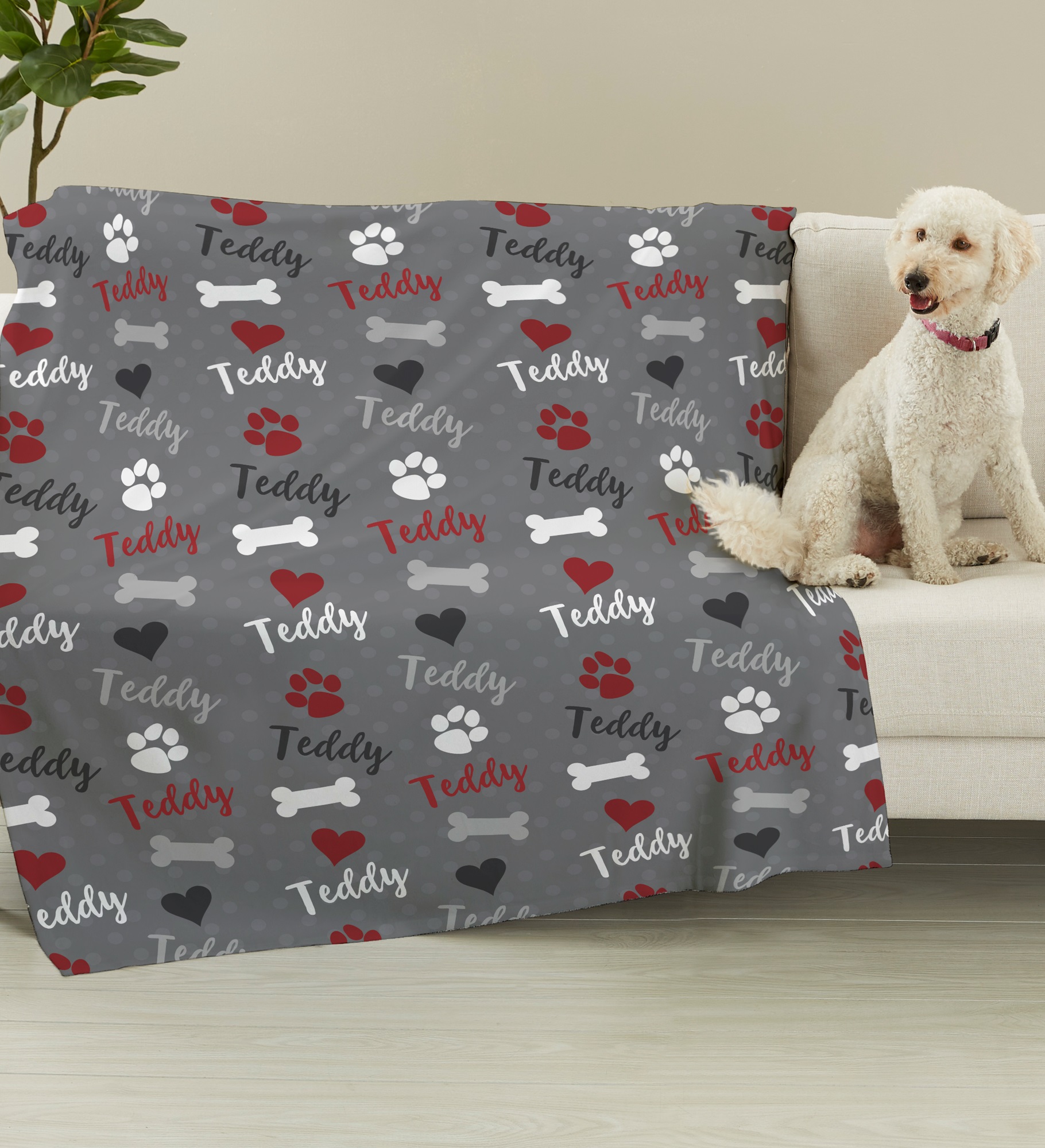 Playful Puppy Personalized Dog Blankets